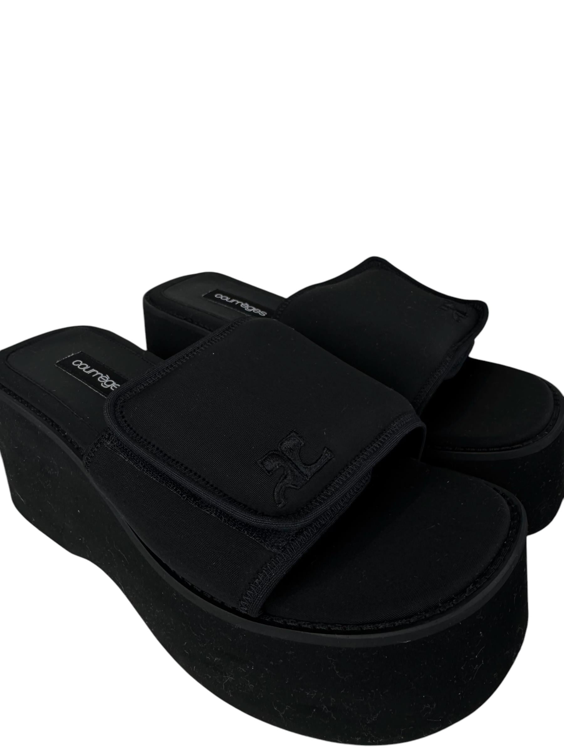 COUREGES BLACK HEELED MULES