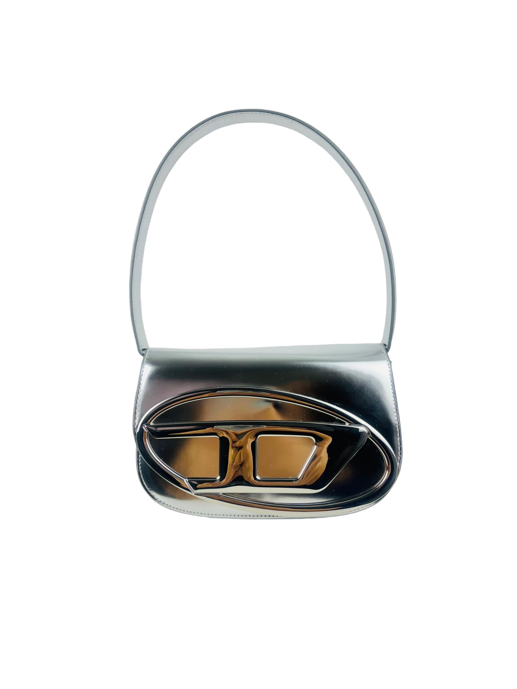 DIESEL METALLIC D LOGO SHOULDER BAG