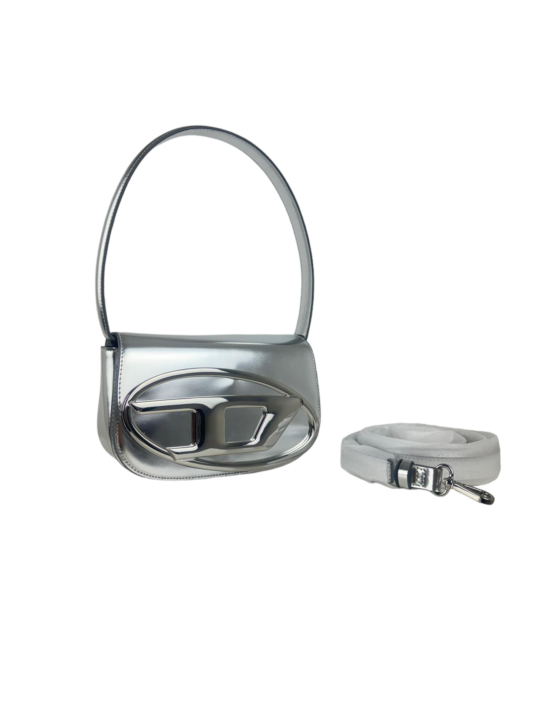 DIESEL METALLIC D LOGO SHOULDER BAG
