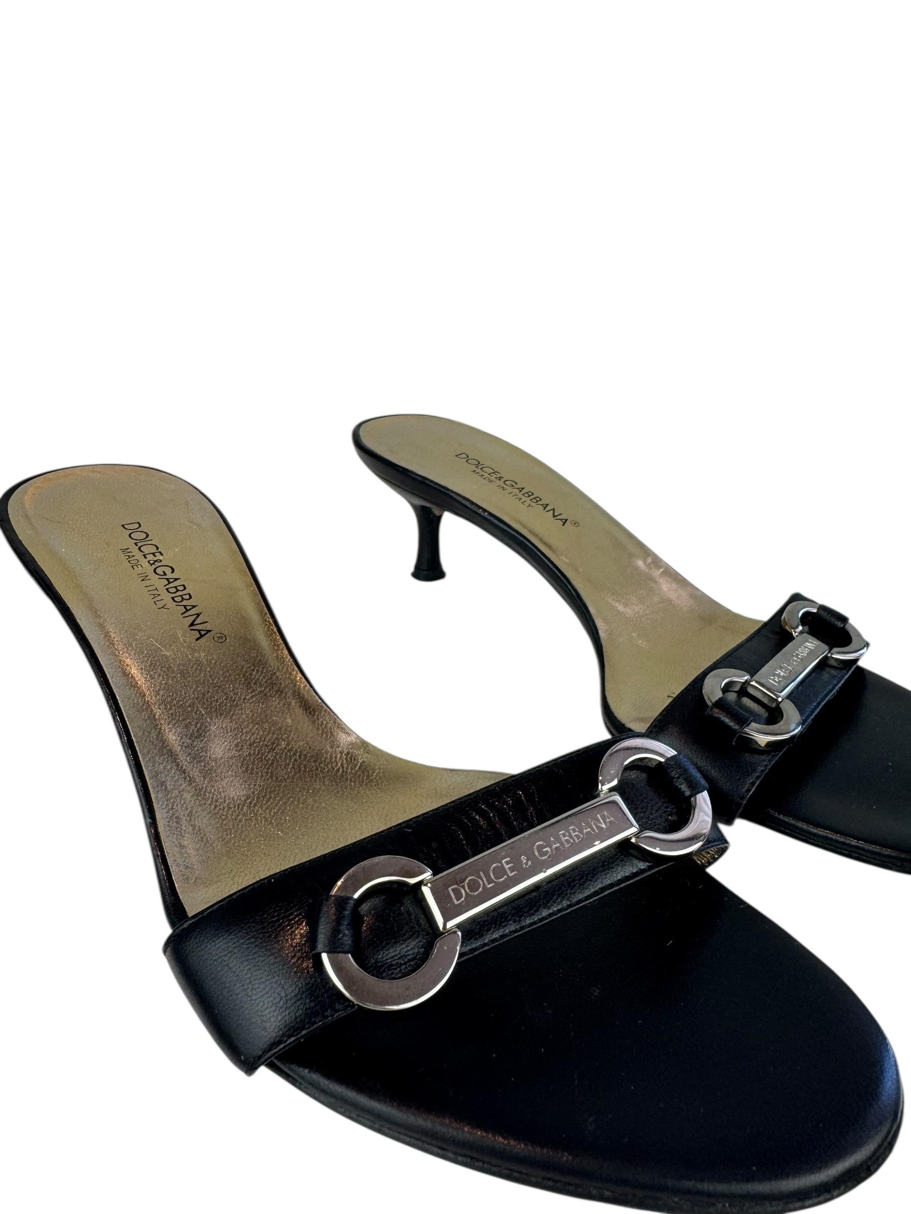 DOLCE GABBANA BLACK LEATHER HEELS