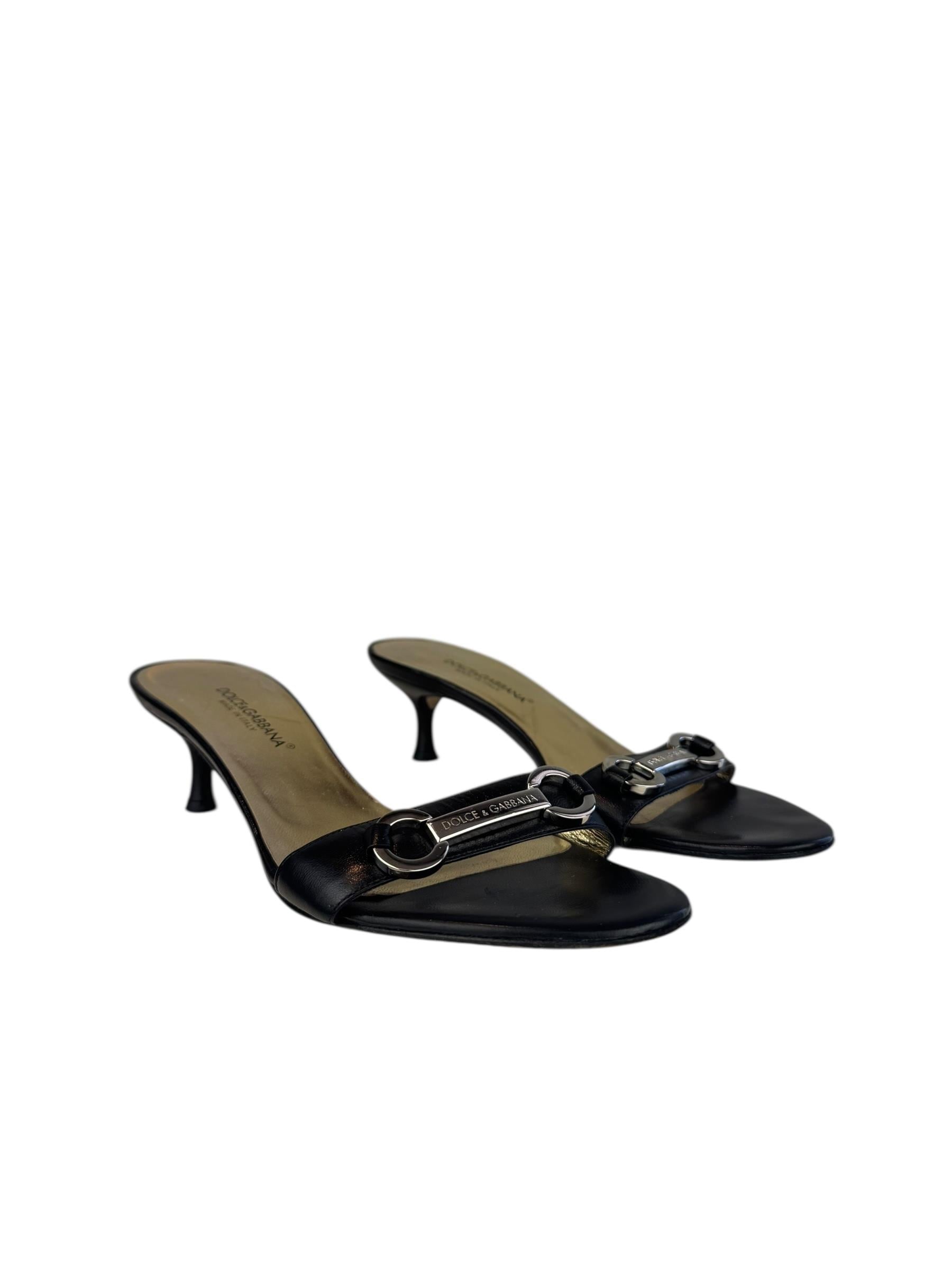 DOLCE GABBANA BLACK LEATHER HEELS