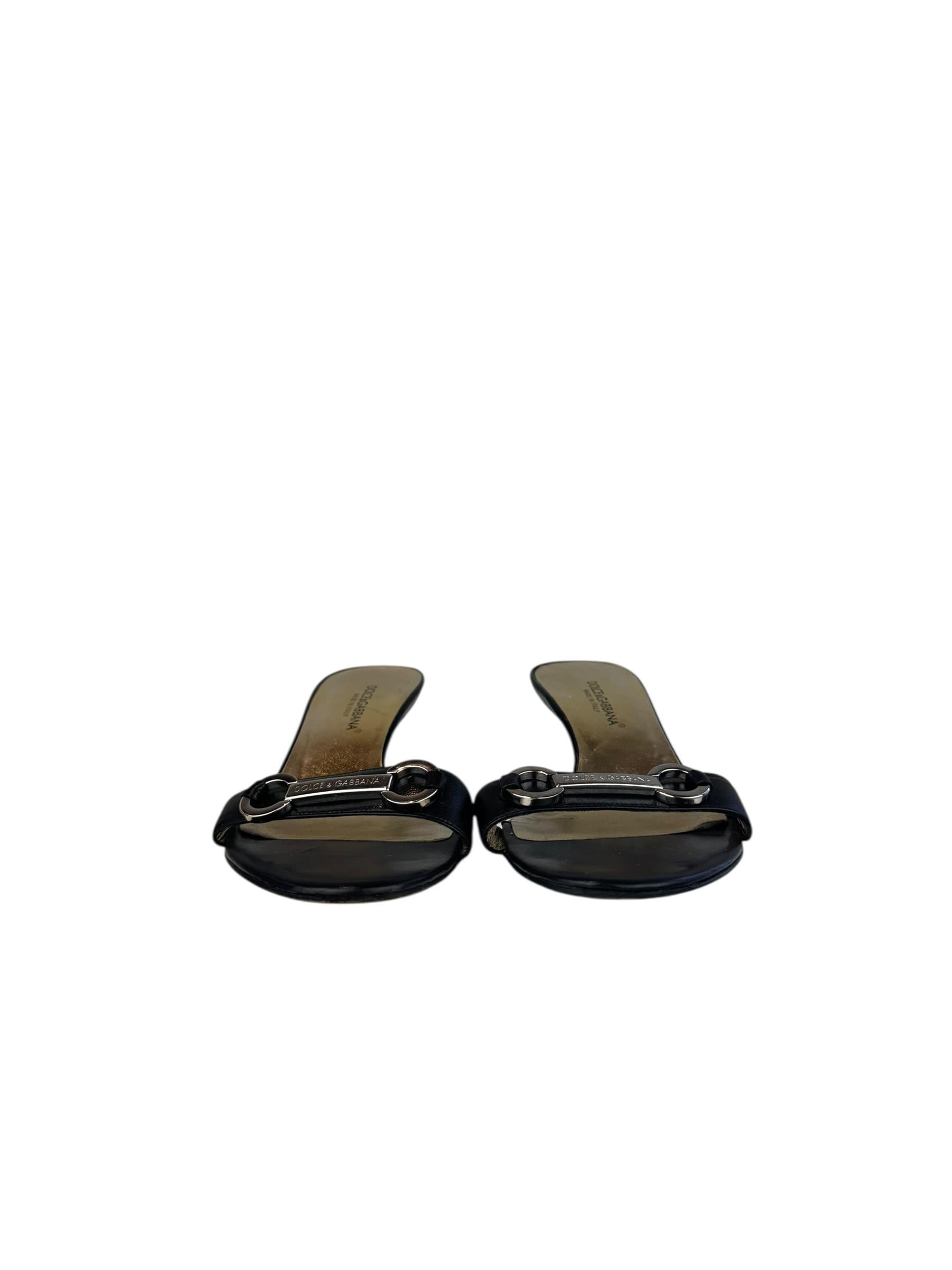 DOLCE GABBANA BLACK LEATHER HEELS