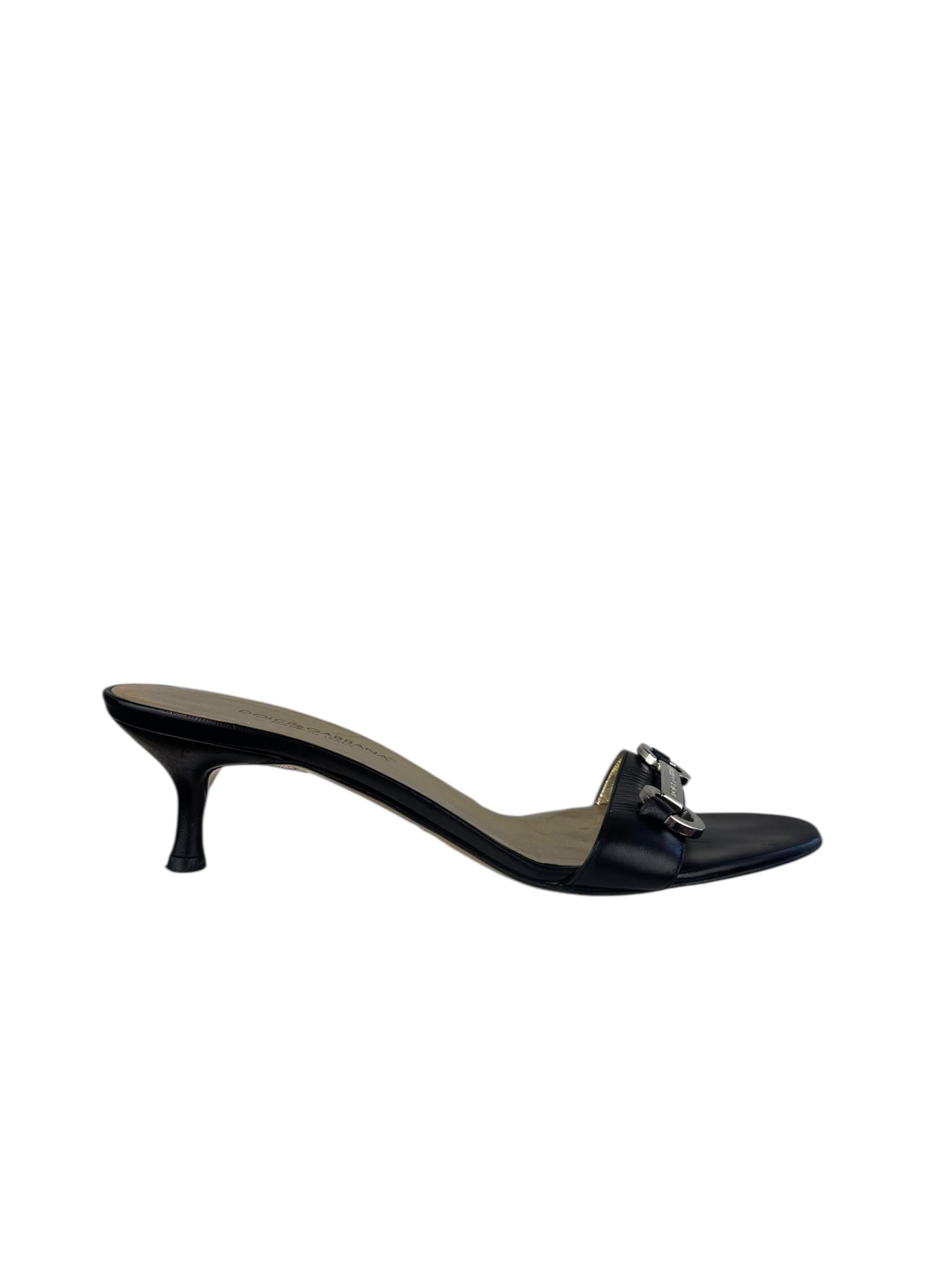 DOLCE GABBANA BLACK LEATHER HEELS