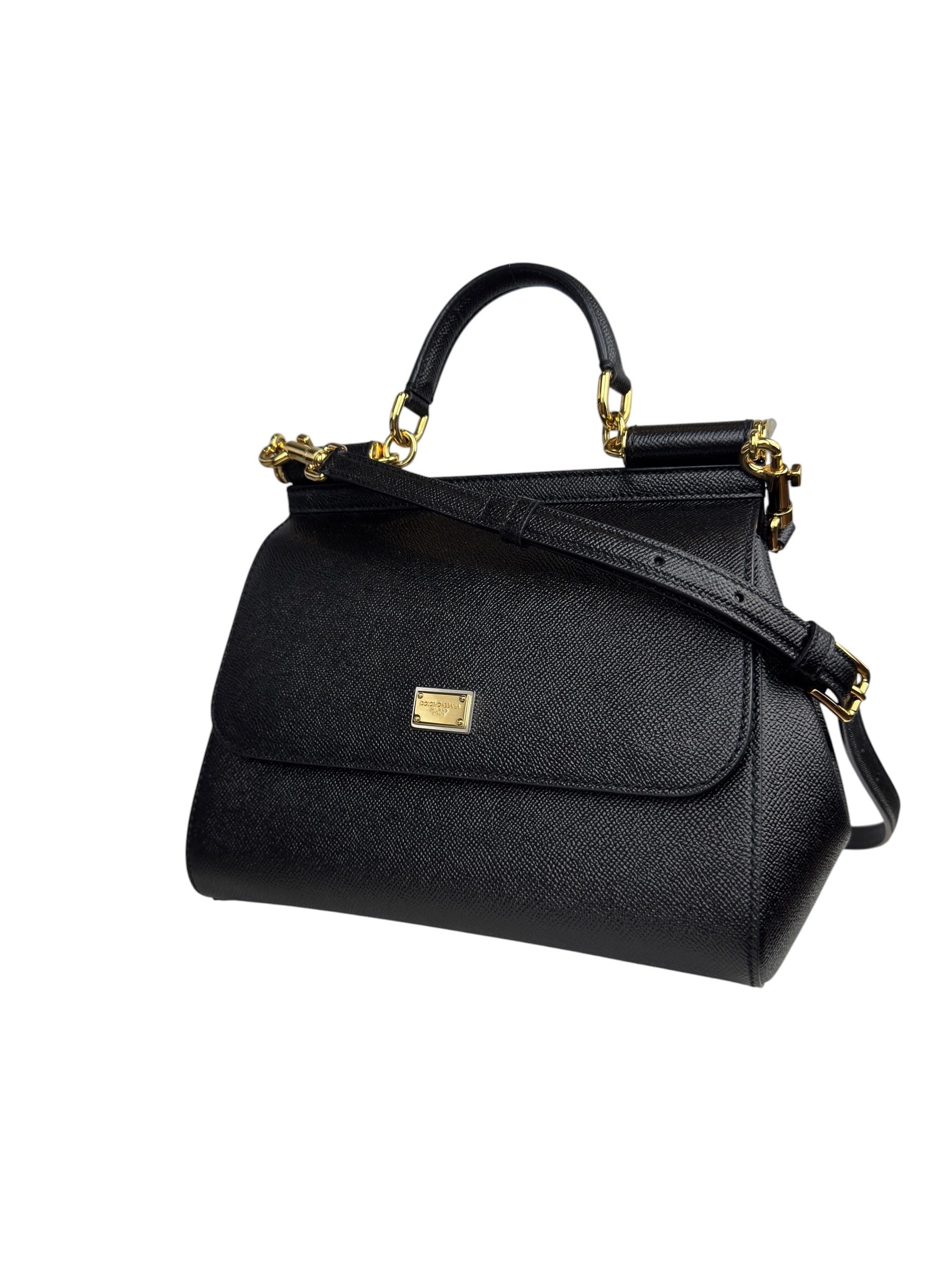 DOLCE GABBANA BLACK LEATHER SICILY BAG