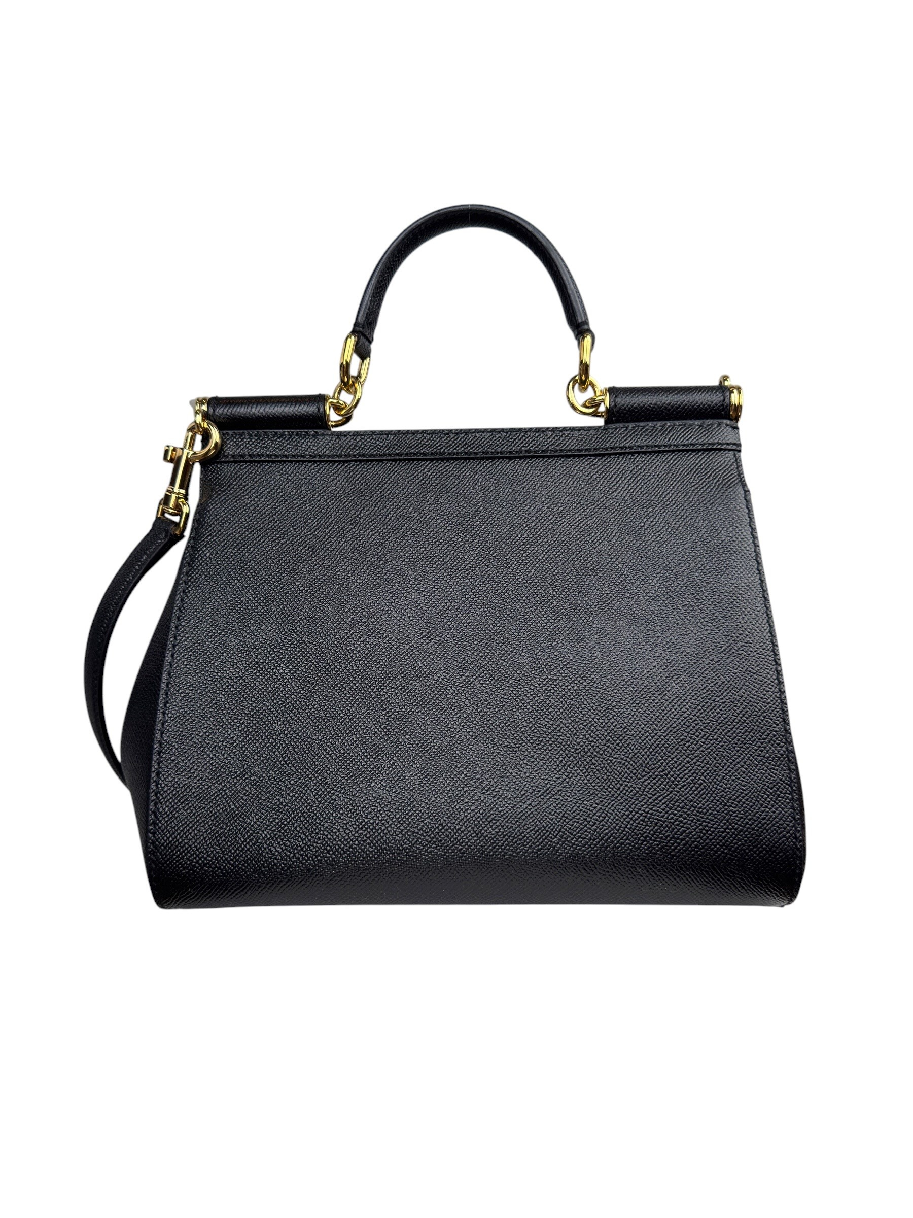 DOLCE GABBANA BLACK LEATHER SICILY BAG