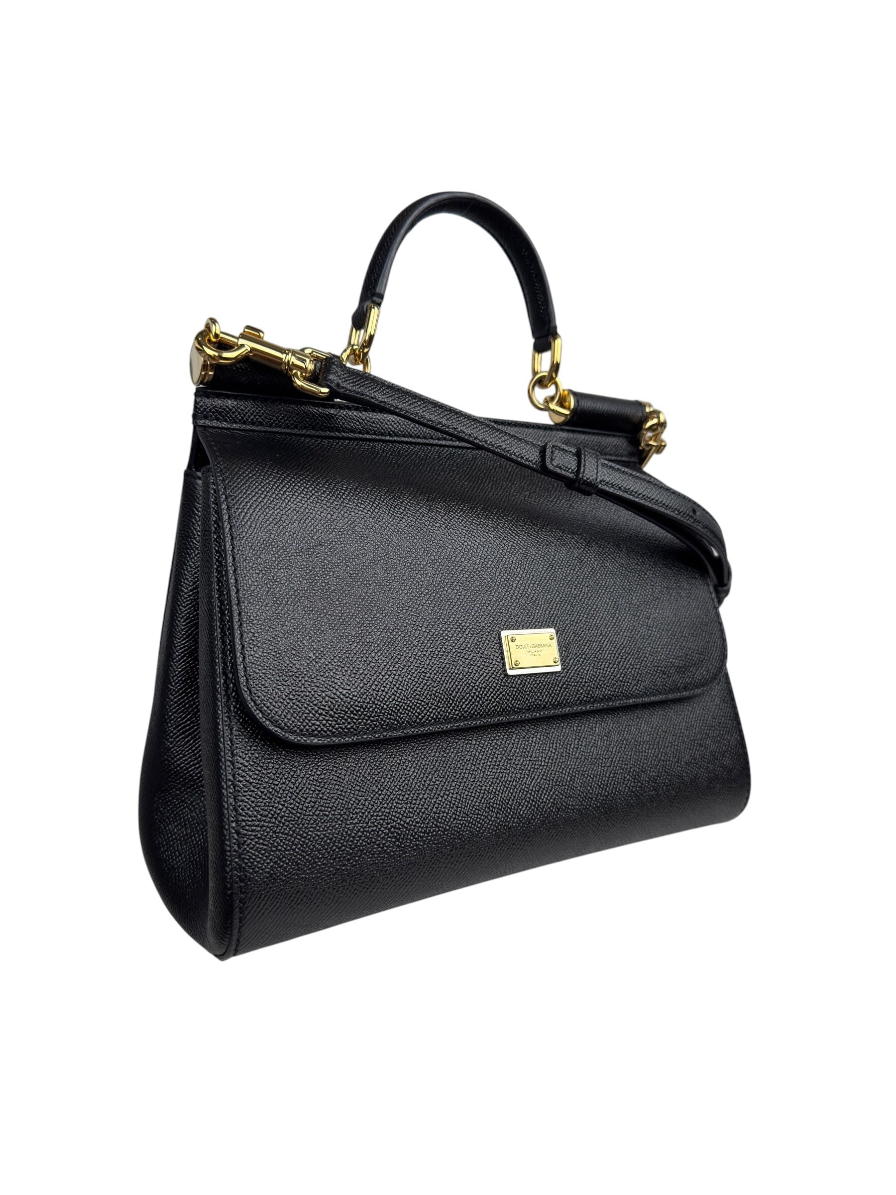 DOLCE GABBANA BLACK LEATHER SICILY BAG