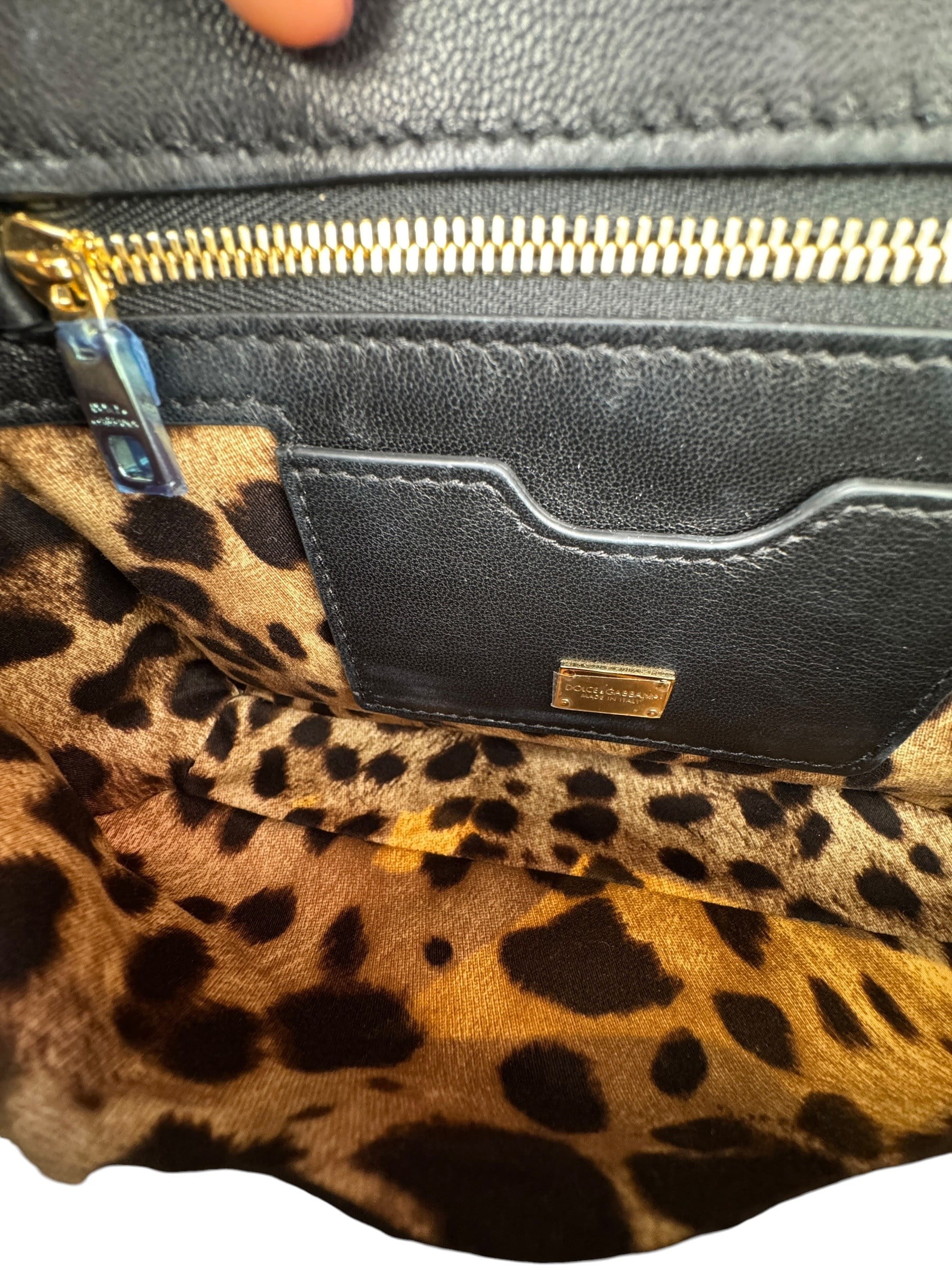 DOLCE GABBANA BLACK PADDED LEATHER SHOULDER BAG