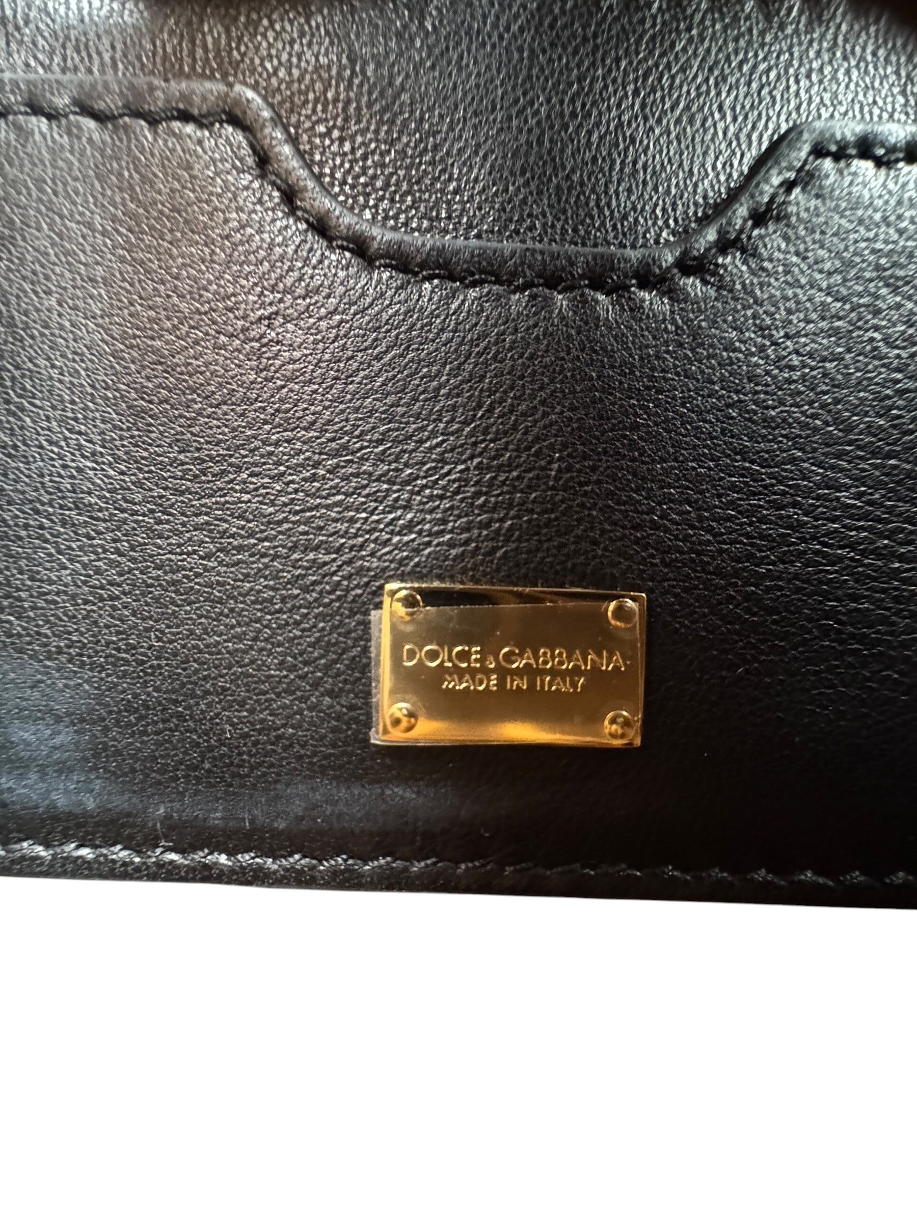 DOLCE GABBANA BLACK PADDED LEATHER SHOULDER BAG