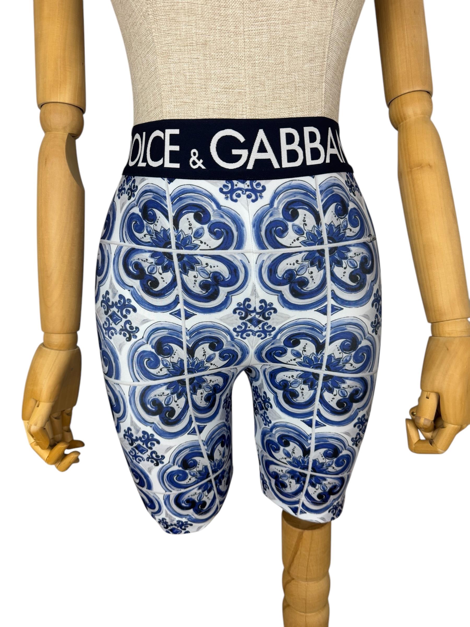 DOLCE GABBANA BLUE SHORT LEGGINGS