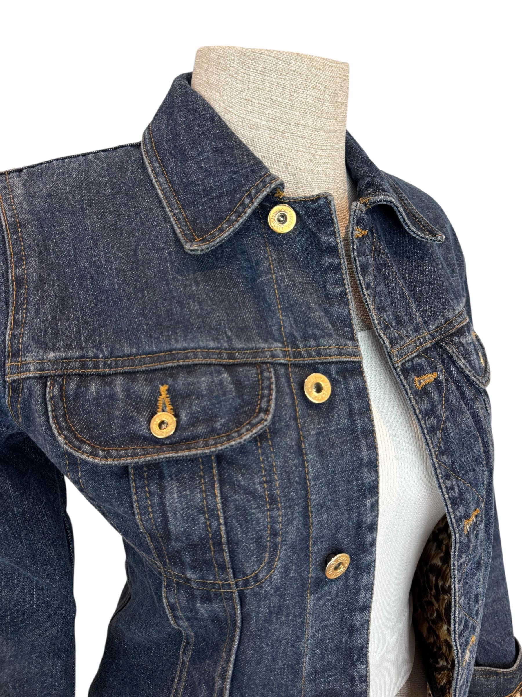 DOLCE GABBANA LEOPARD DENIM JACKET
