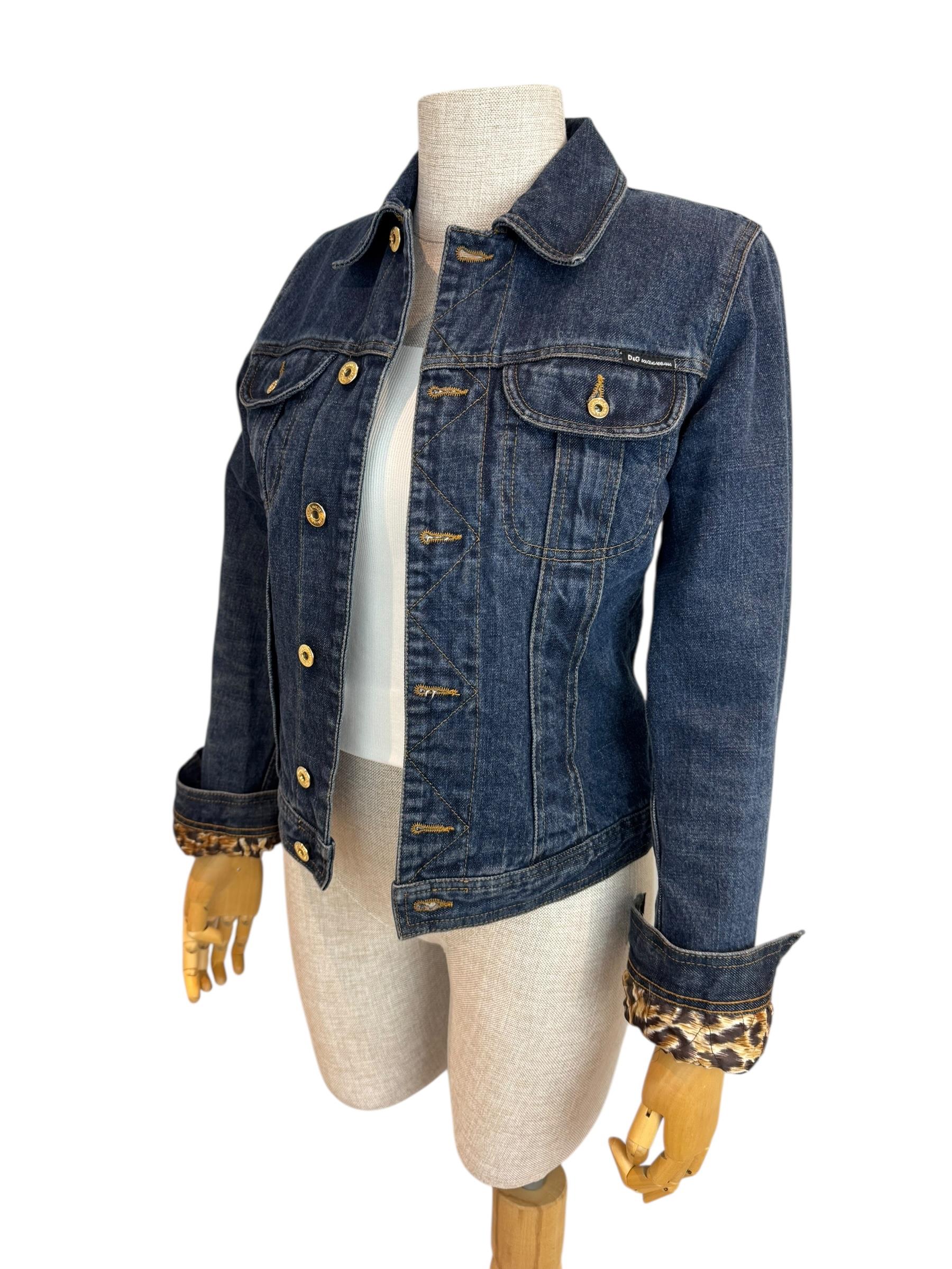 DOLCE GABBANA LEOPARD DENIM JACKET