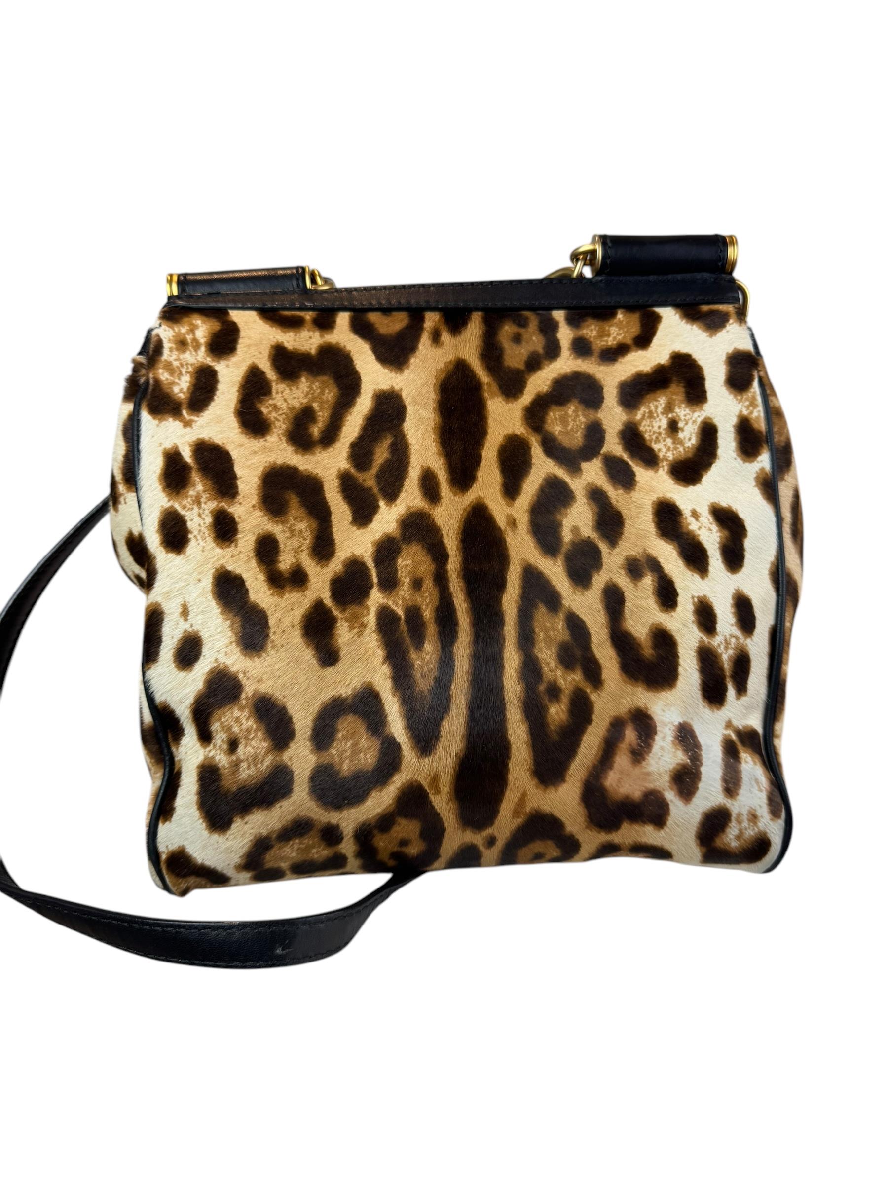 DOLCE GABBANA PONY HAIR LEOPARD SICILY BAG