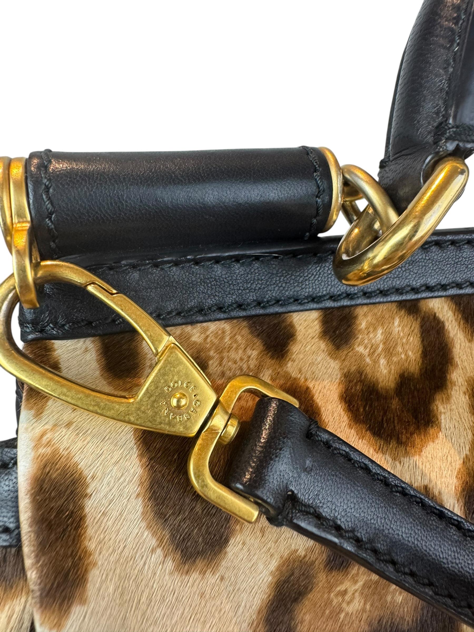 DOLCE GABBANA PONY HAIR LEOPARD SICILY BAG