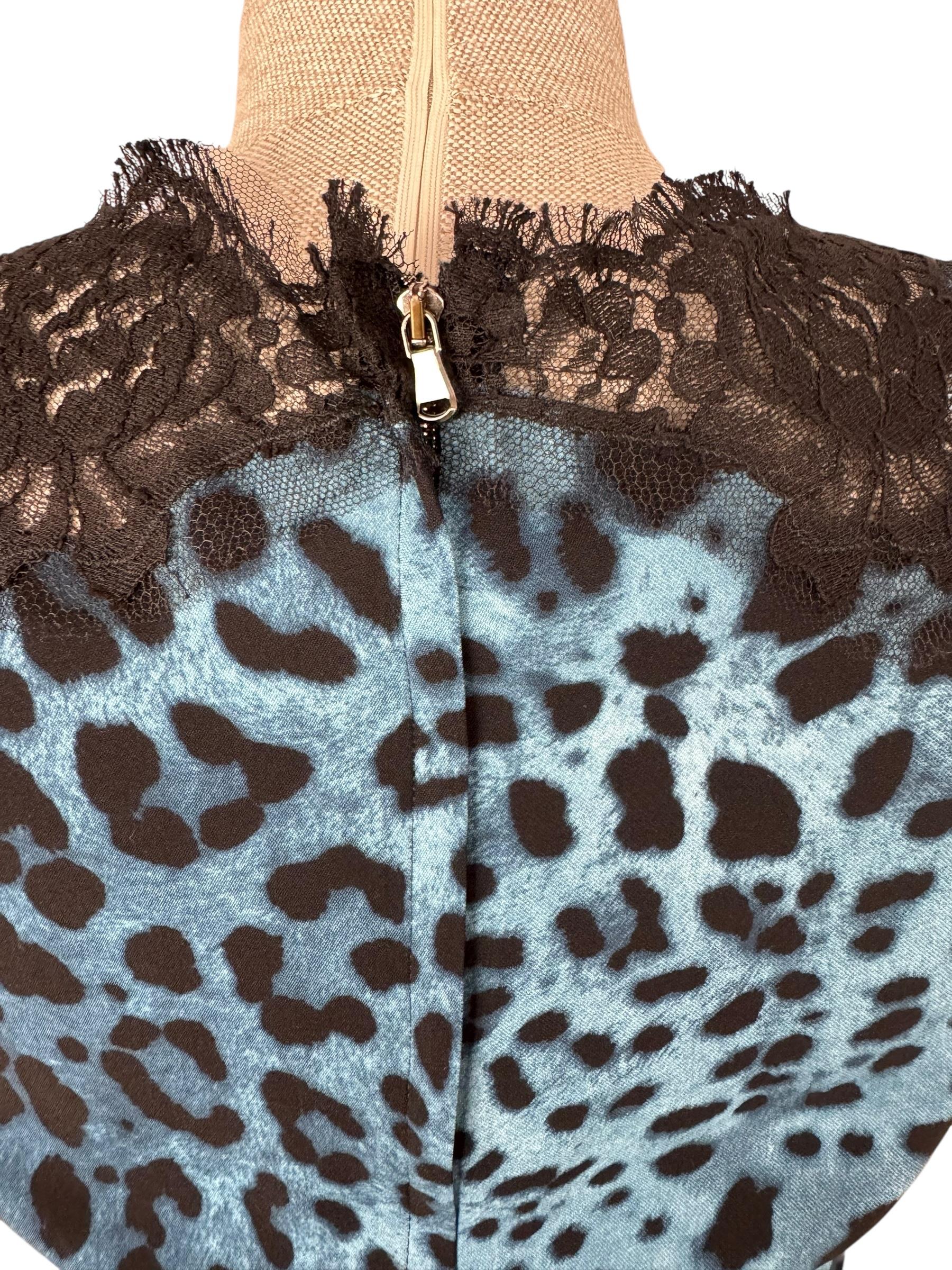 DOLCE GABBANA SILK GREEN LEOPARD BLOUSE