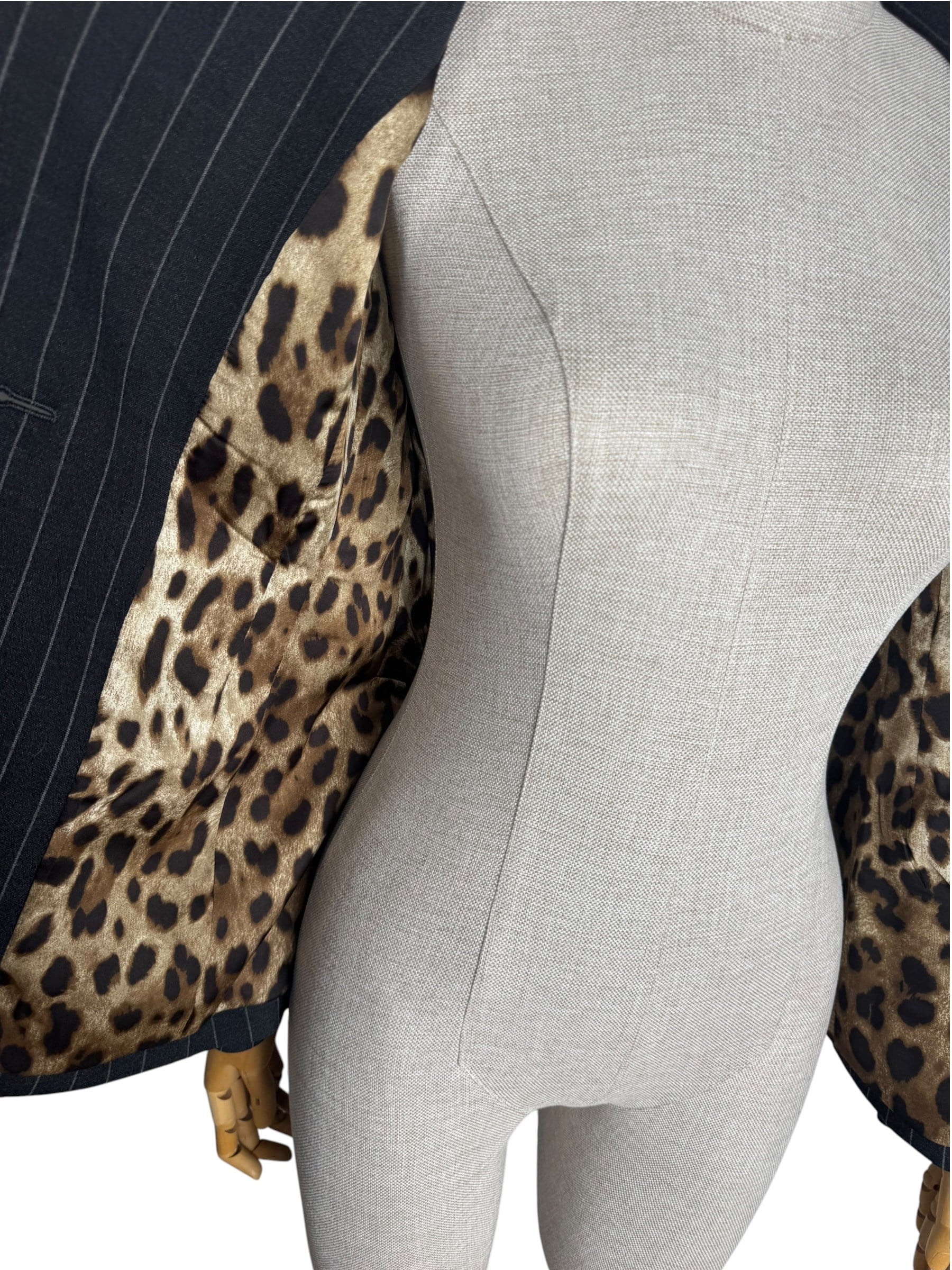 DOLCE GABBANA STRIPPED LEOPARD BLAZER JACKET