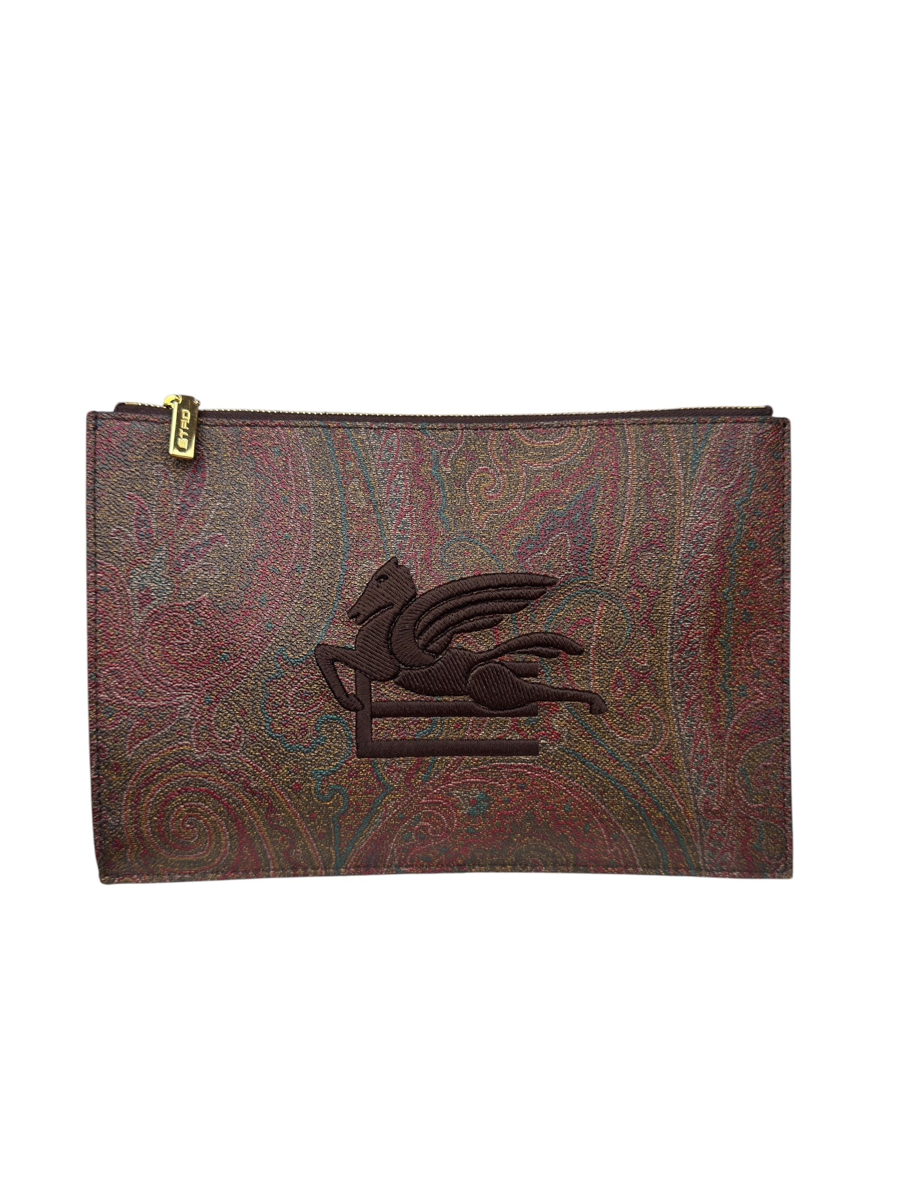 ETRO LEATHER JACQUARD CLUTCH BAG