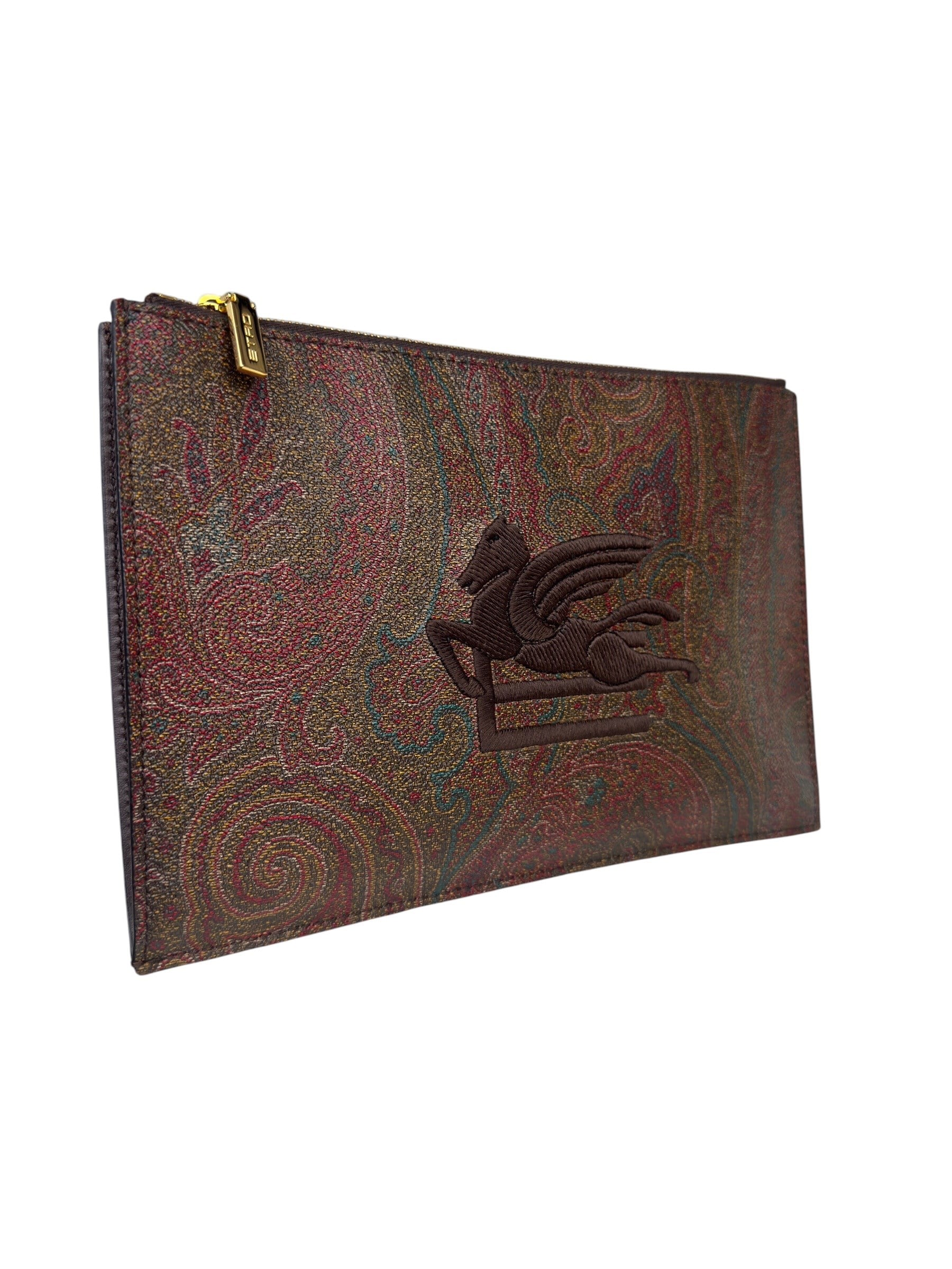 ETRO LEATHER JACQUARD CLUTCH BAG