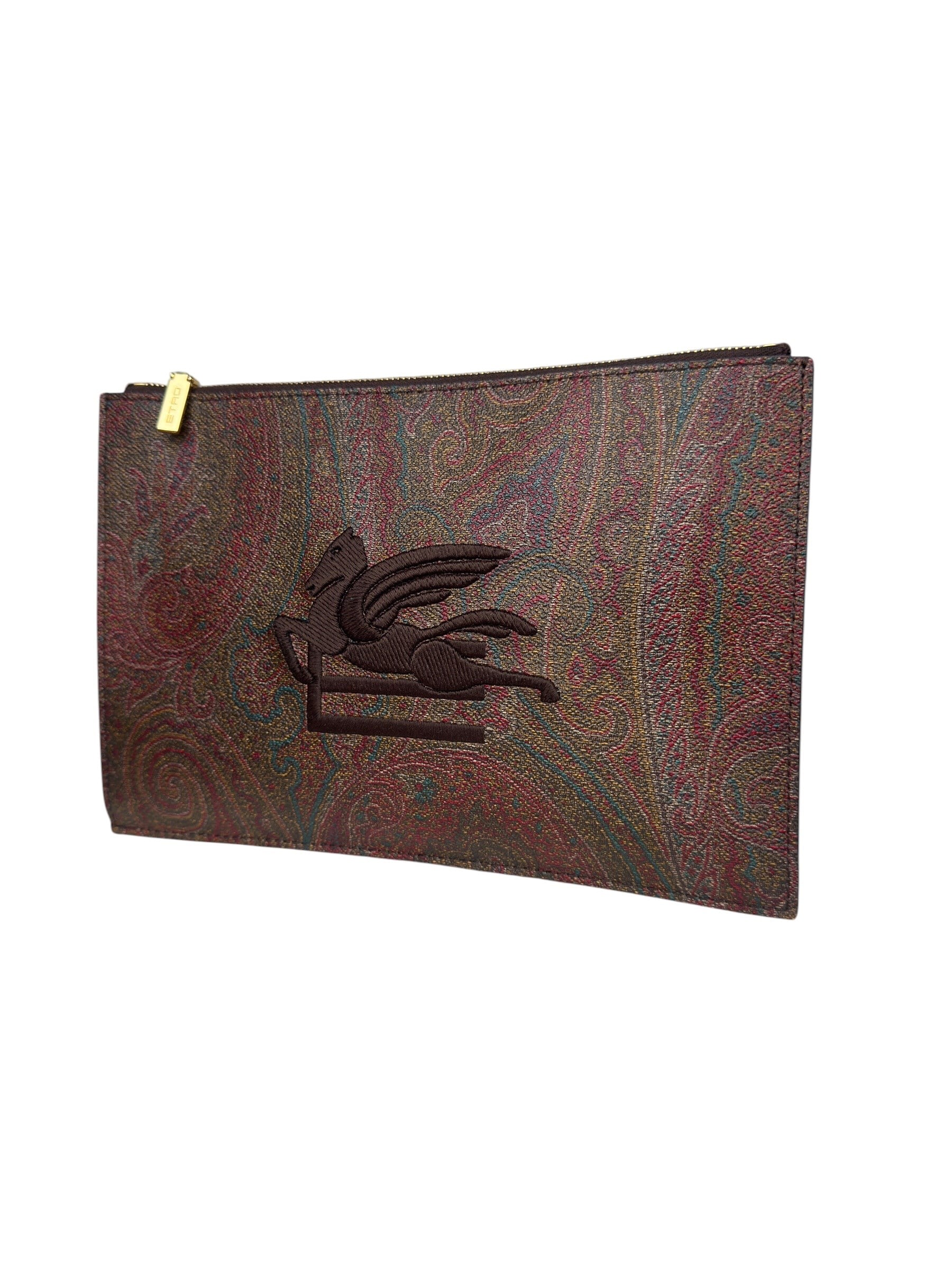 ETRO LEATHER JACQUARD CLUTCH BAG