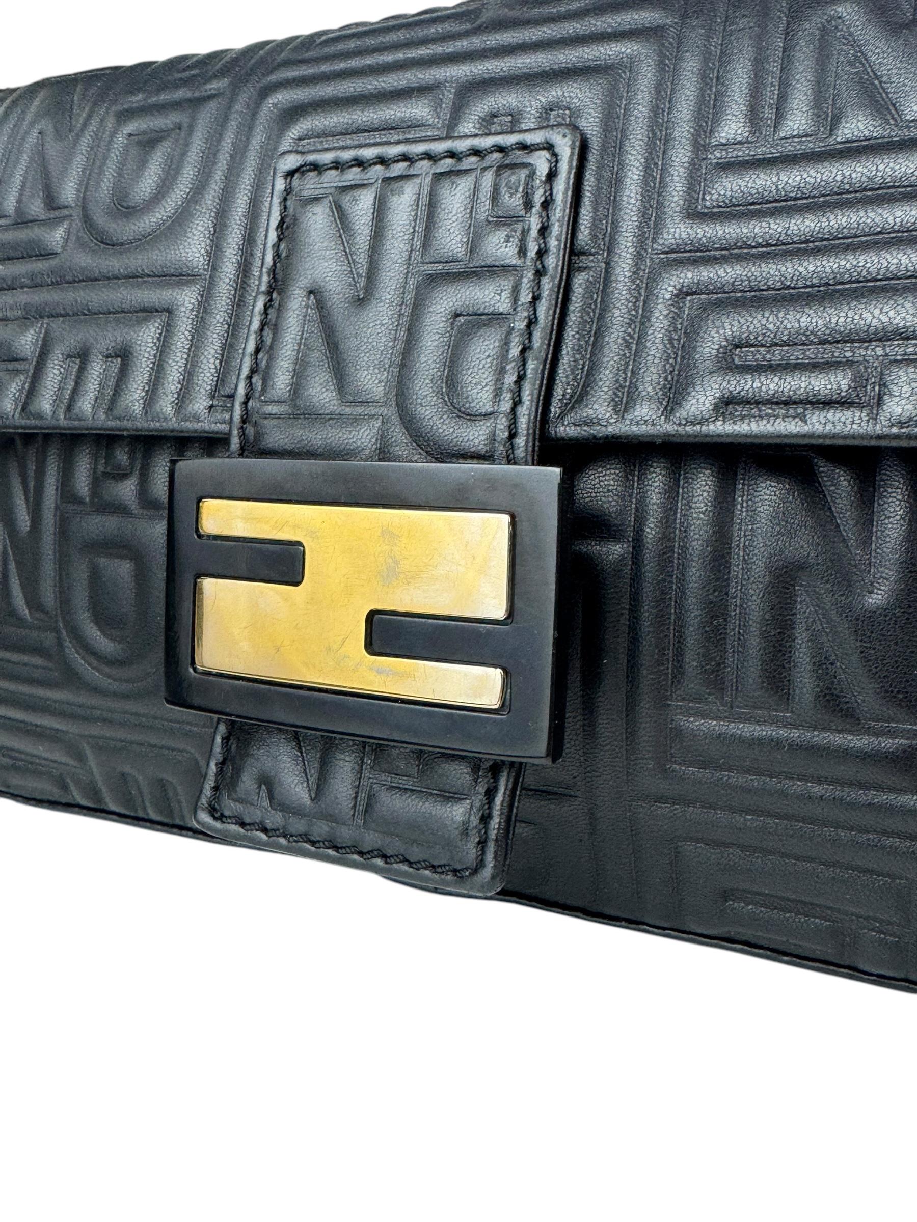 FENDI BLACK LEATHER BAGUETTE
