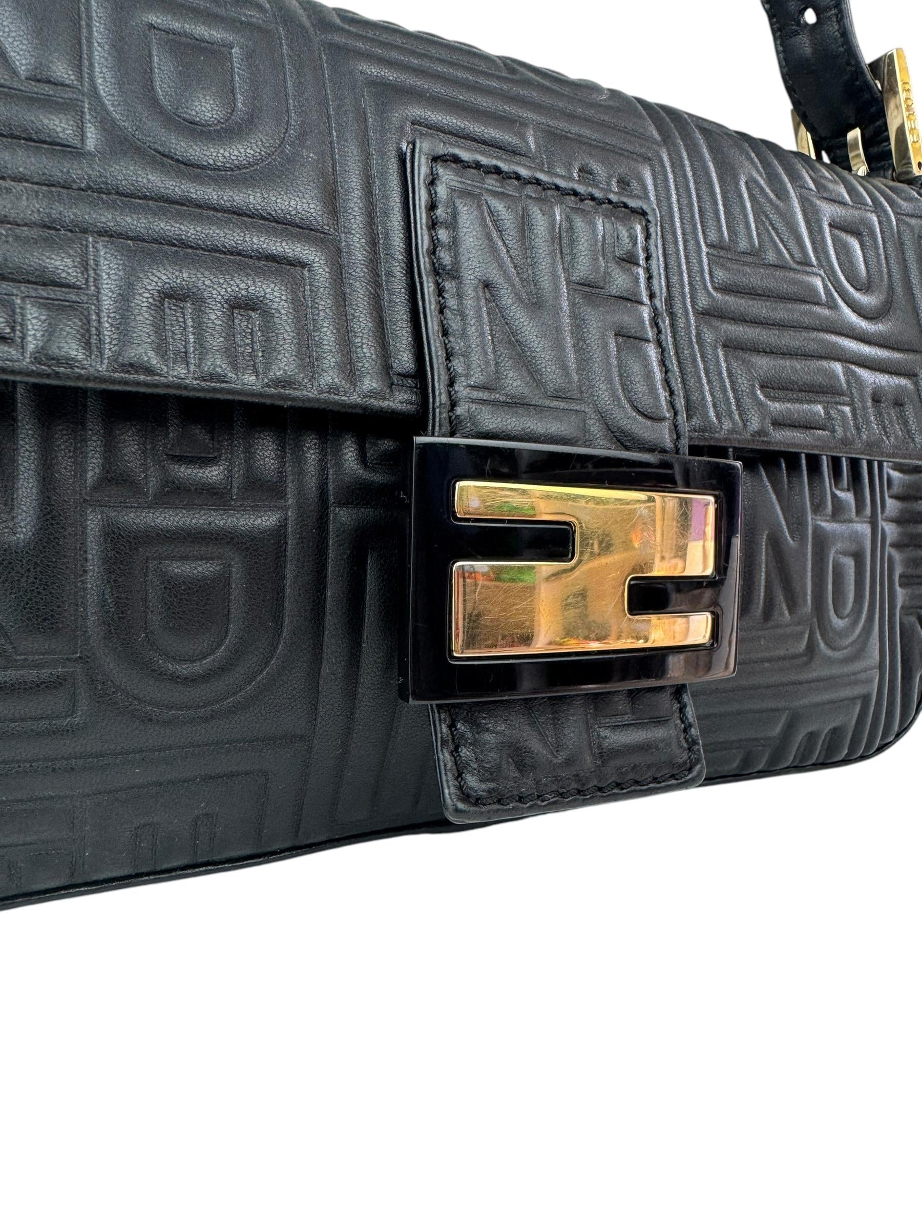 FENDI BLACK LEATHER BAGUETTE