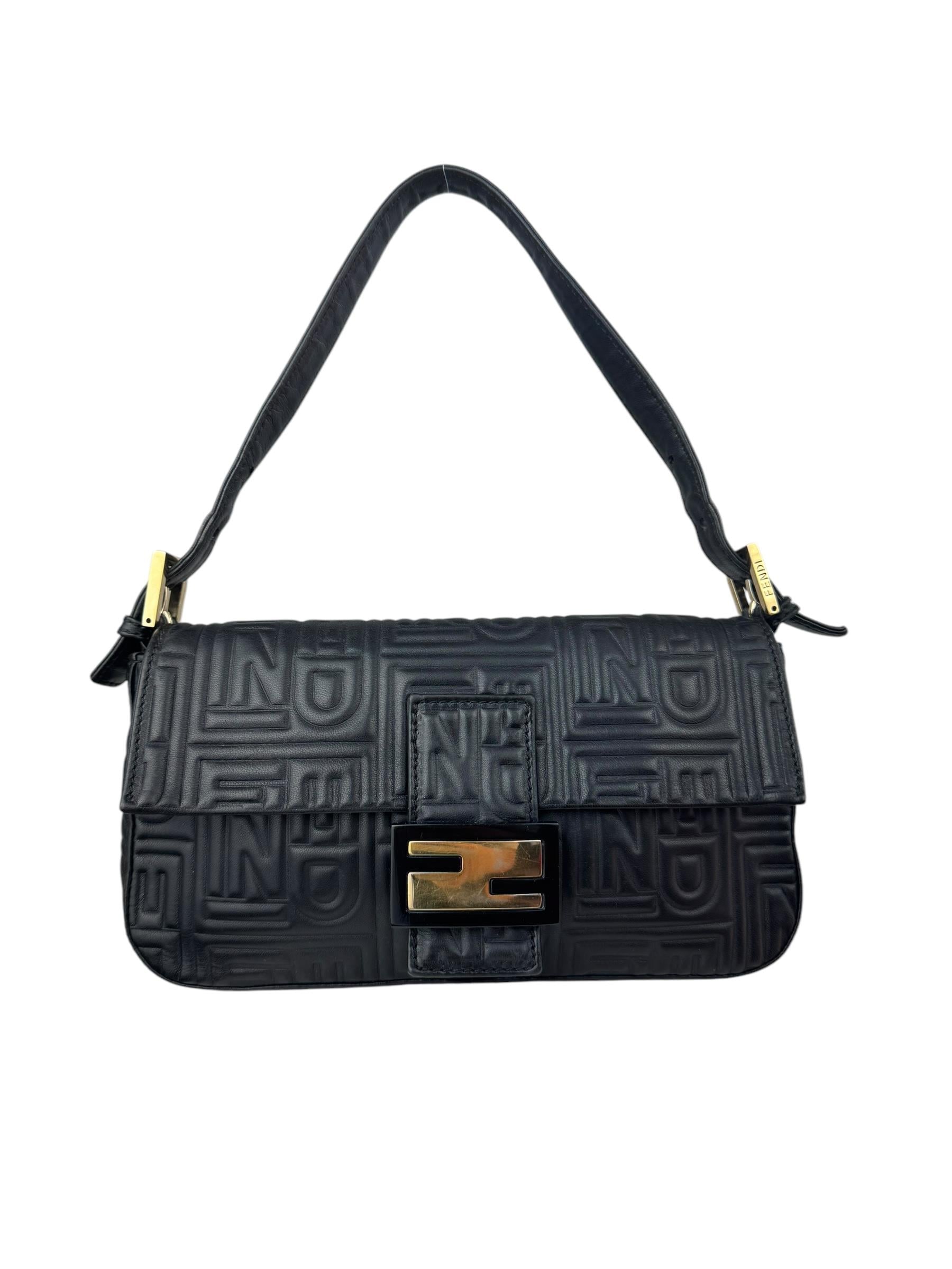 FENDI BLACK LEATHER BAGUETTE