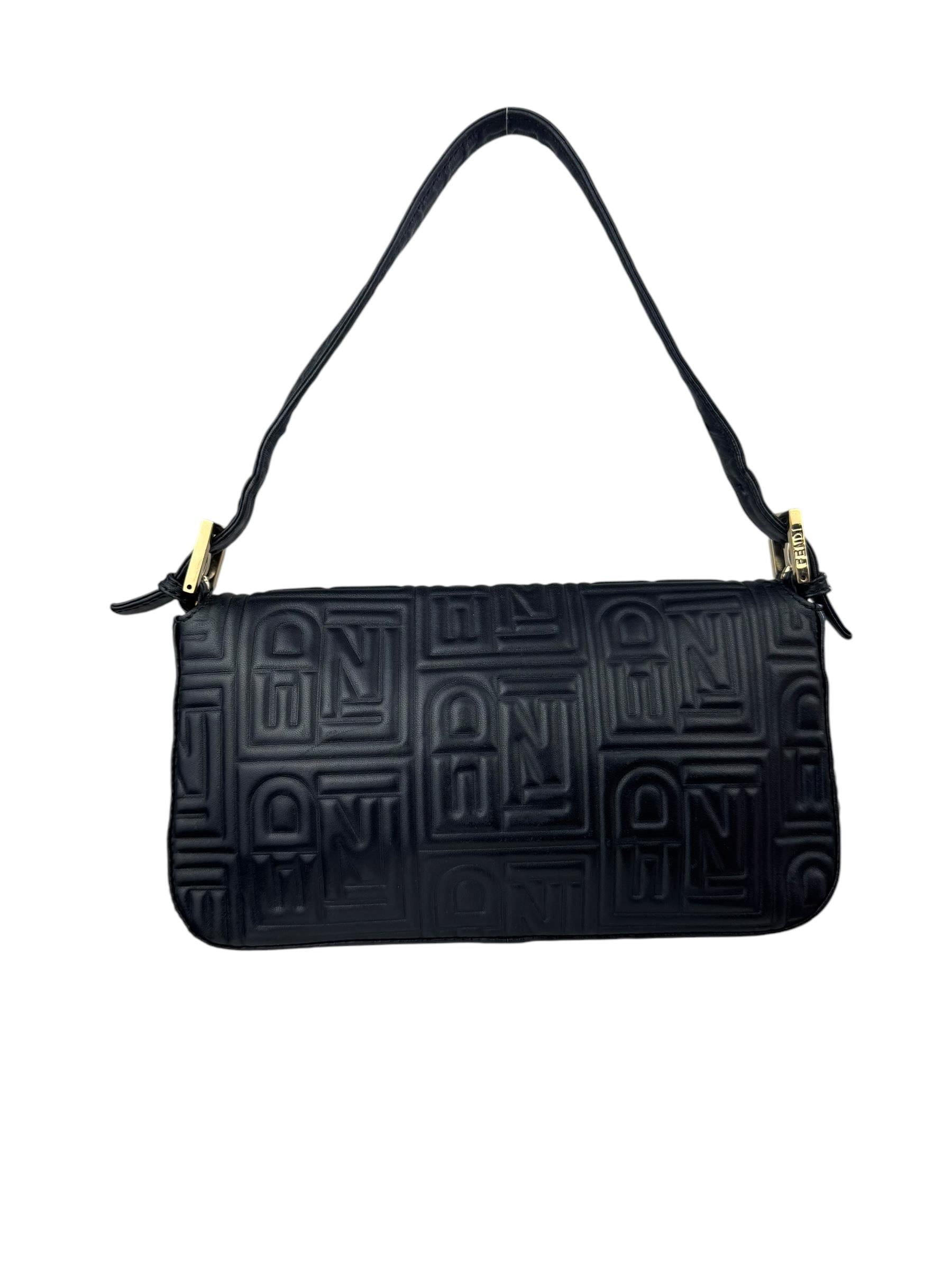 FENDI BLACK LEATHER BAGUETTE