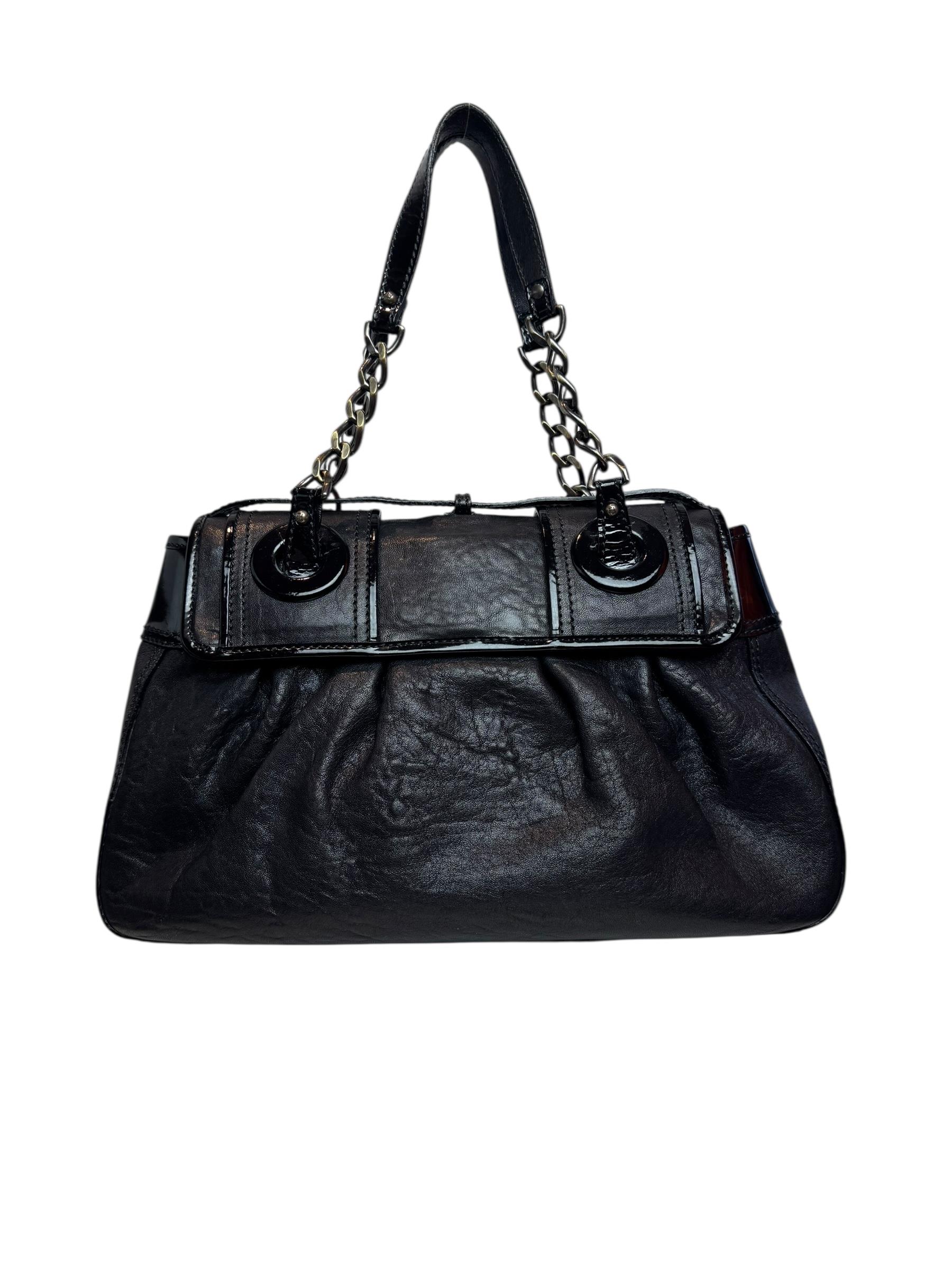 FENDI BLACK LEATHER SHOULDER BAG