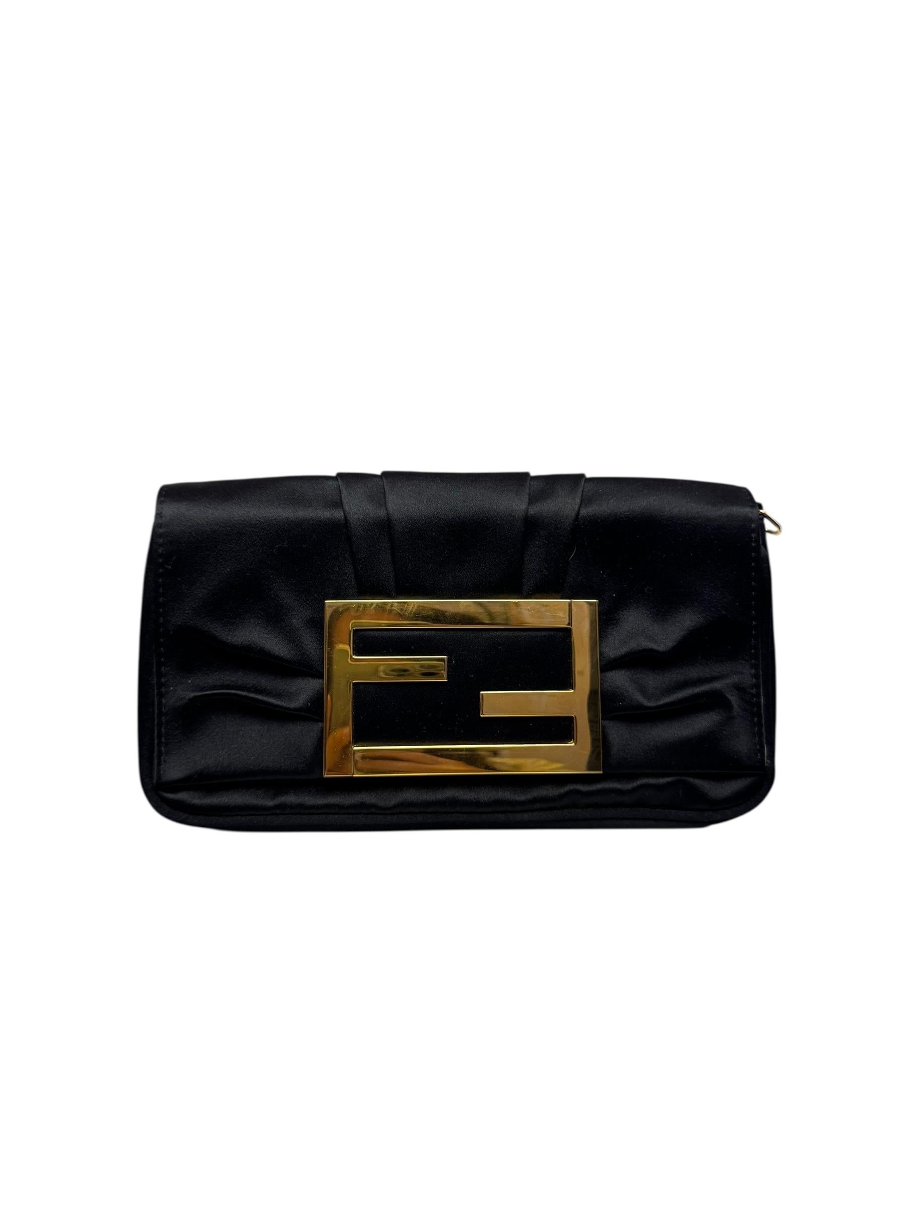 FENDI BLACK SATIN CLUTCH BAG