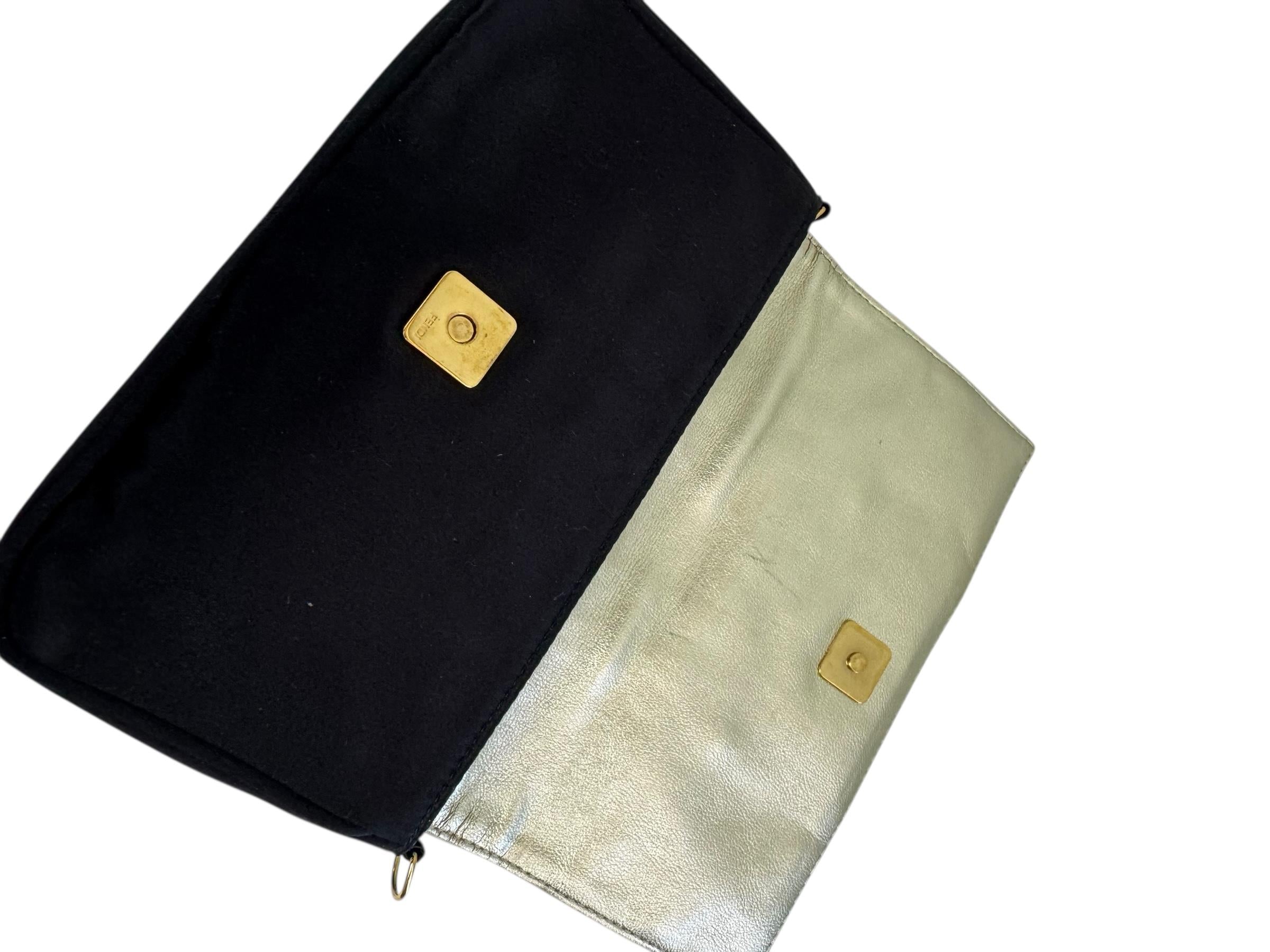 FENDI BLACK SATIN CLUTCH BAG