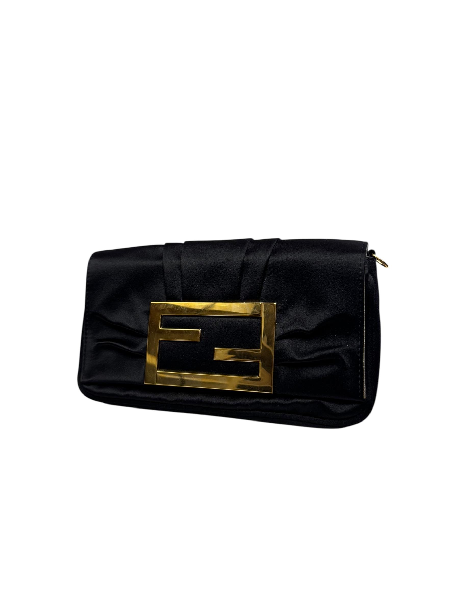 FENDI BLACK SATIN CLUTCH BAG