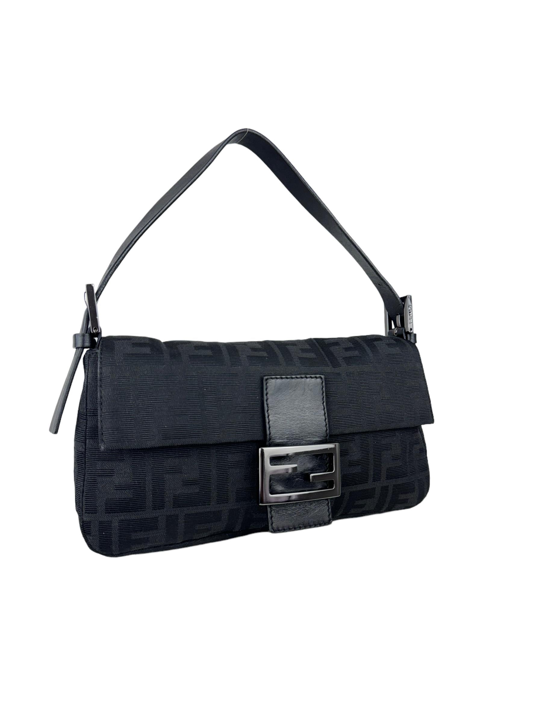 FENDI BLACK ZUCCA BAGUETTE 