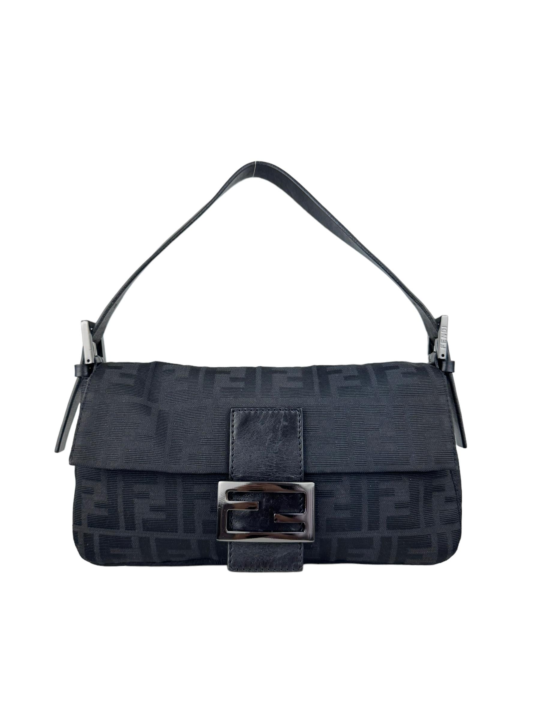 FENDI BLACK ZUCCA BAGUETTE 