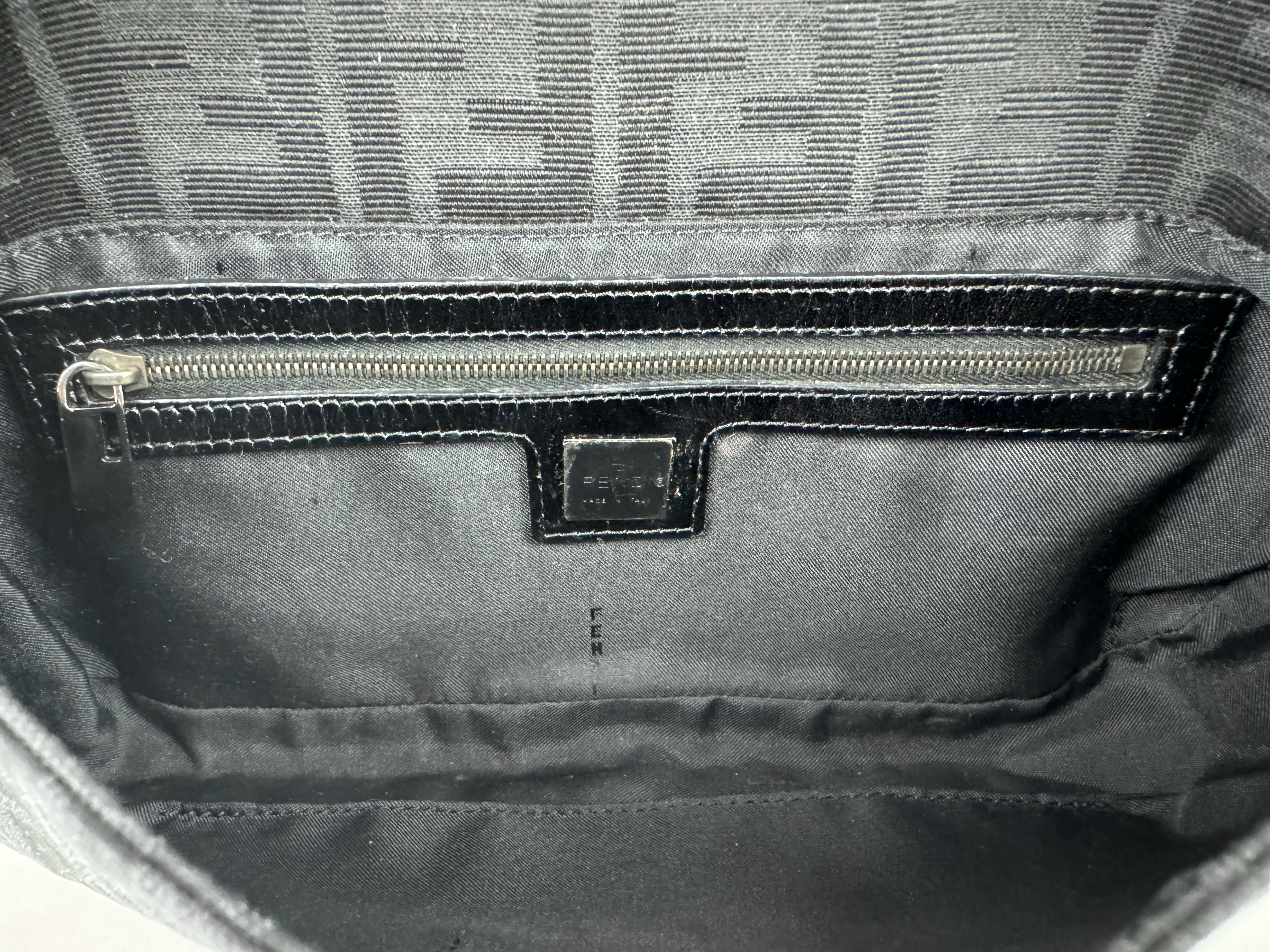 FENDI BLACK ZUCCA BAGUETTE 