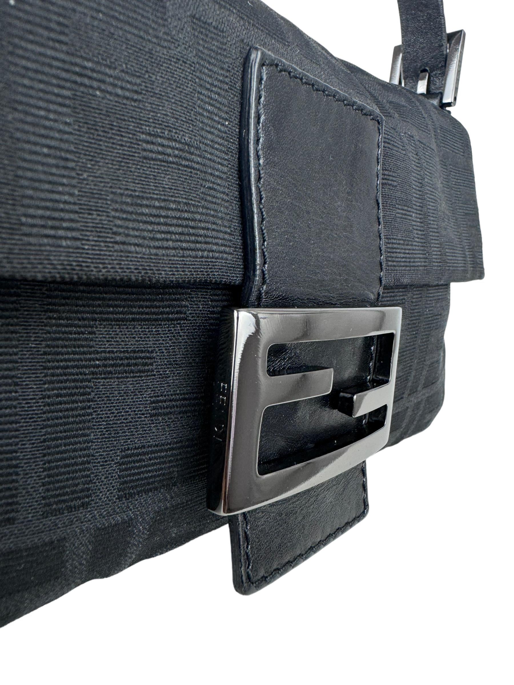FENDI BLACK ZUCCA BAGUETTE 