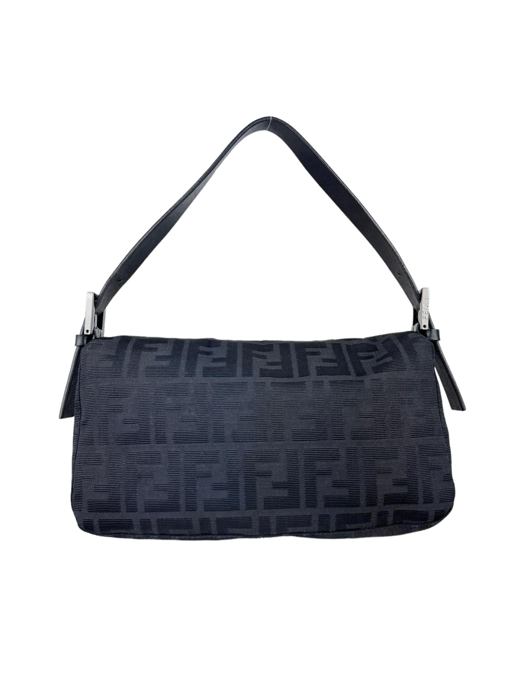 FENDI BLACK ZUCCA BAGUETTE 