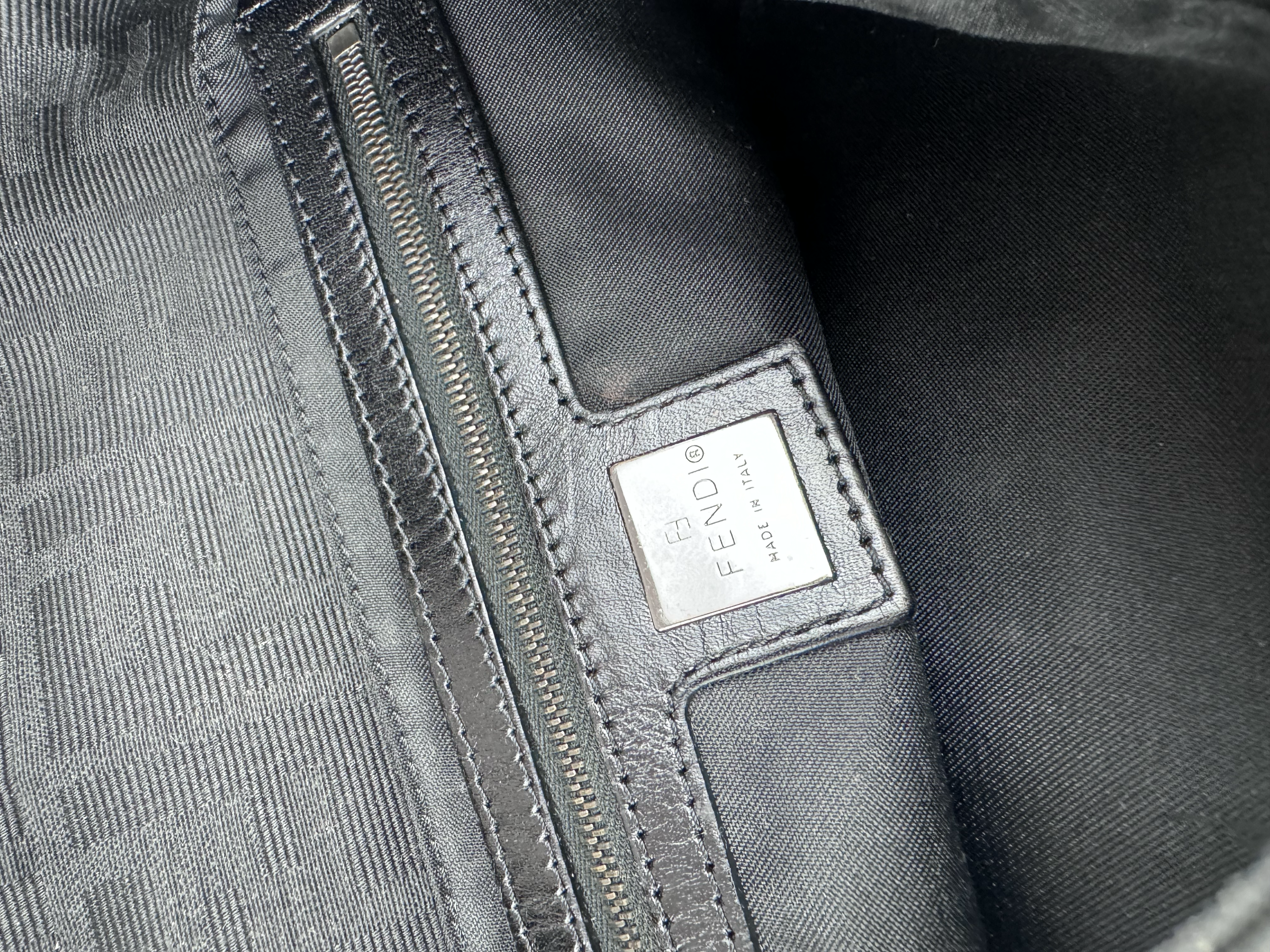 FENDI BLACK ZUCCA BAGUETTE 