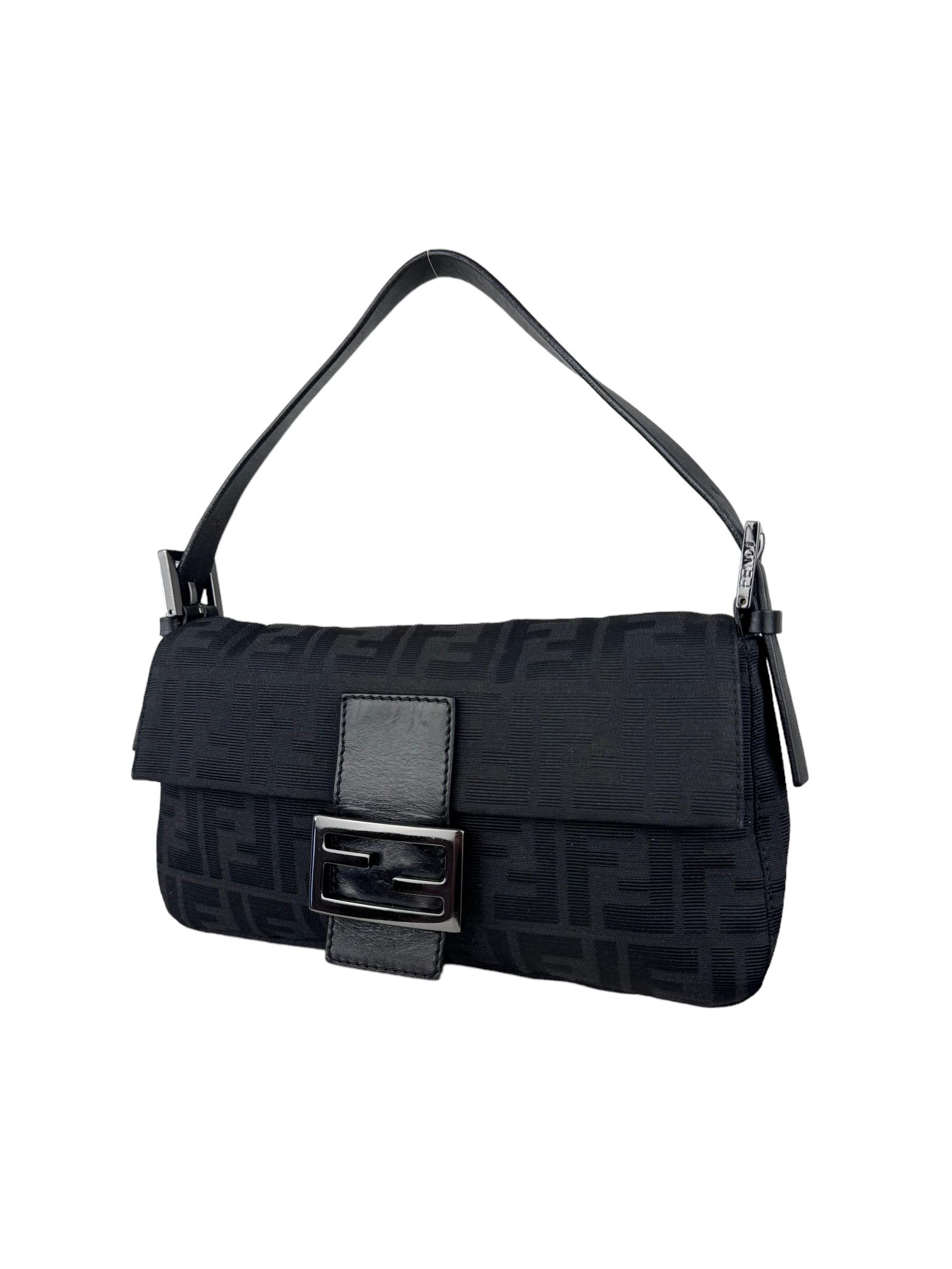 FENDI BLACK ZUCCA BAGUETTE 