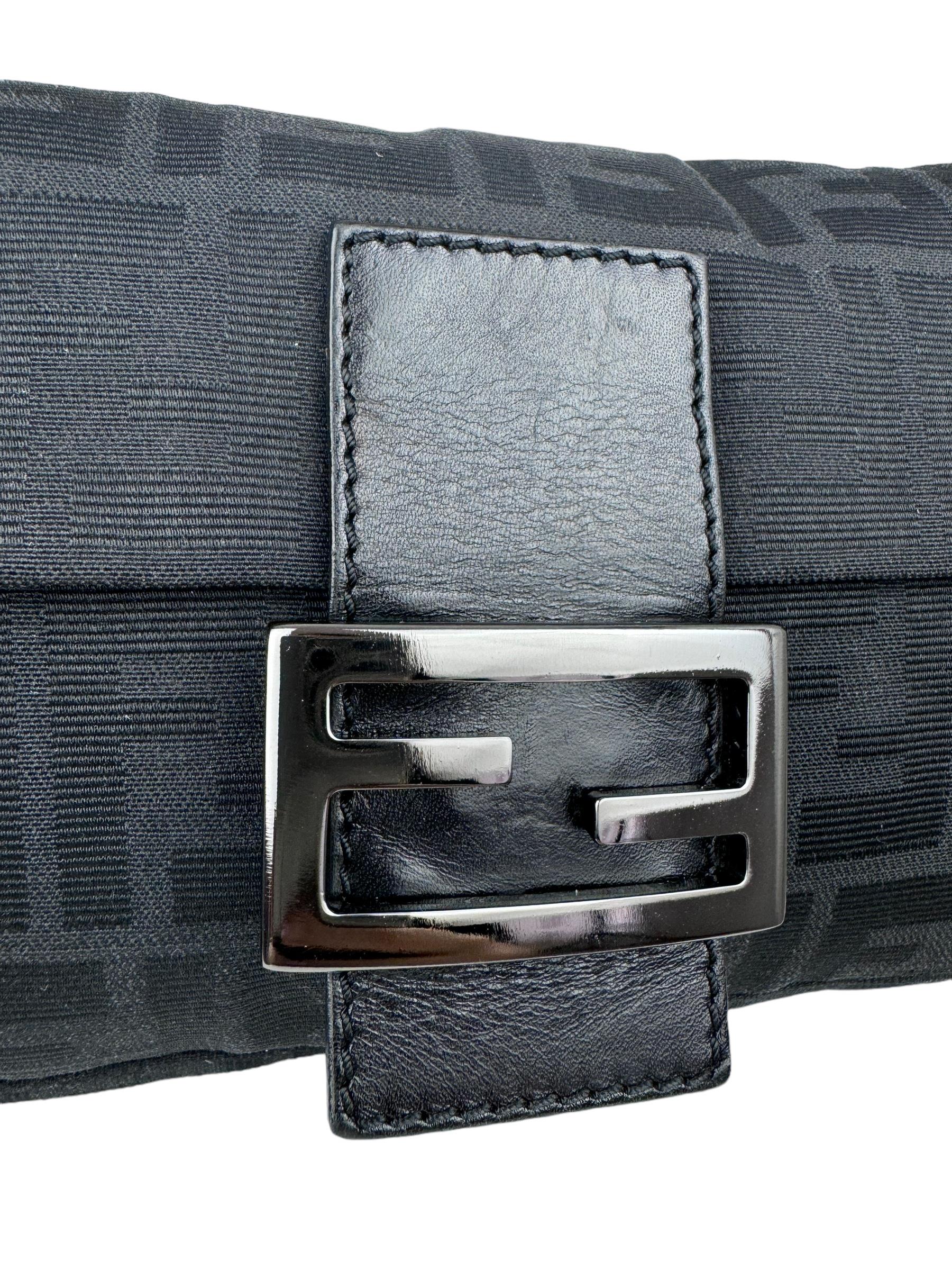FENDI BLACK ZUCCA BAGUETTE 