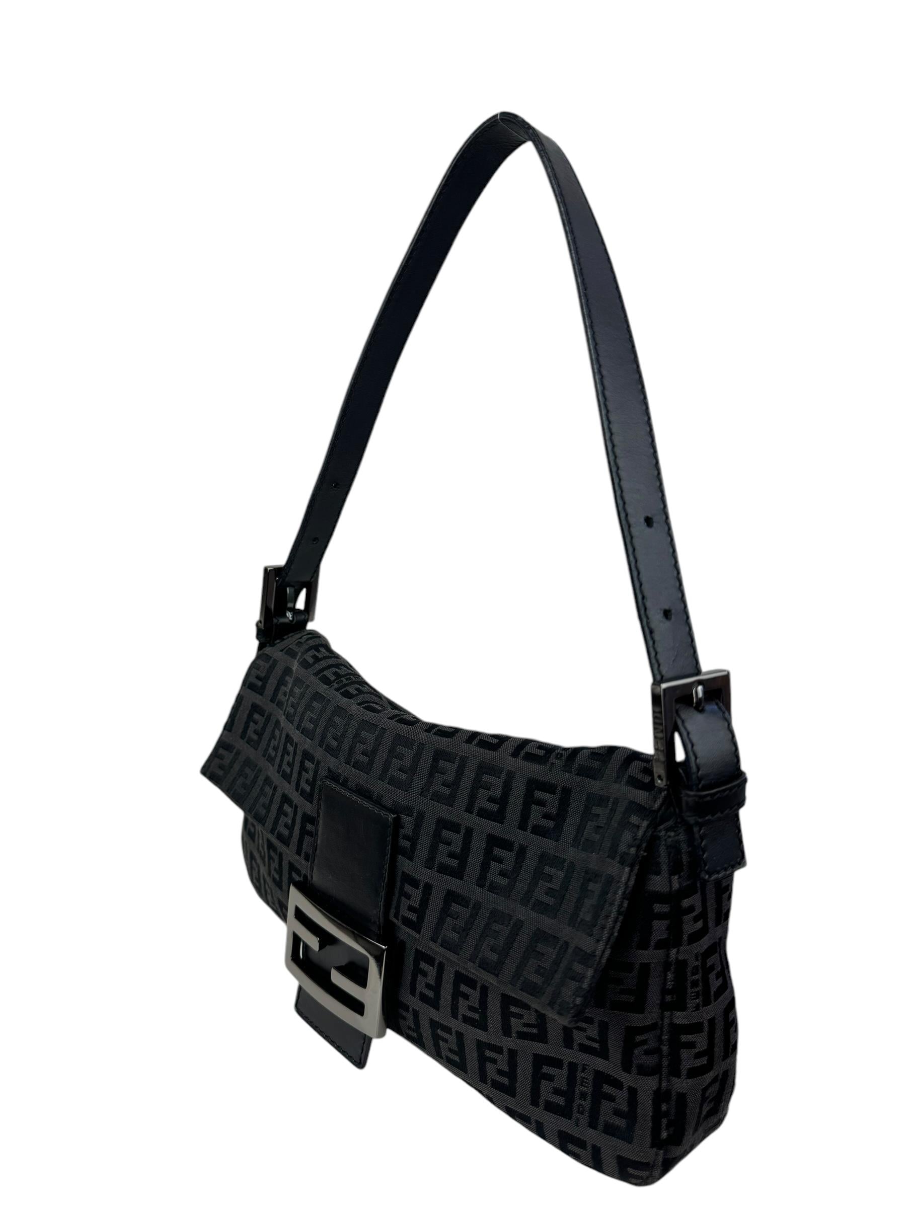 FENDI BLACK ZUCCA BAGUETTE