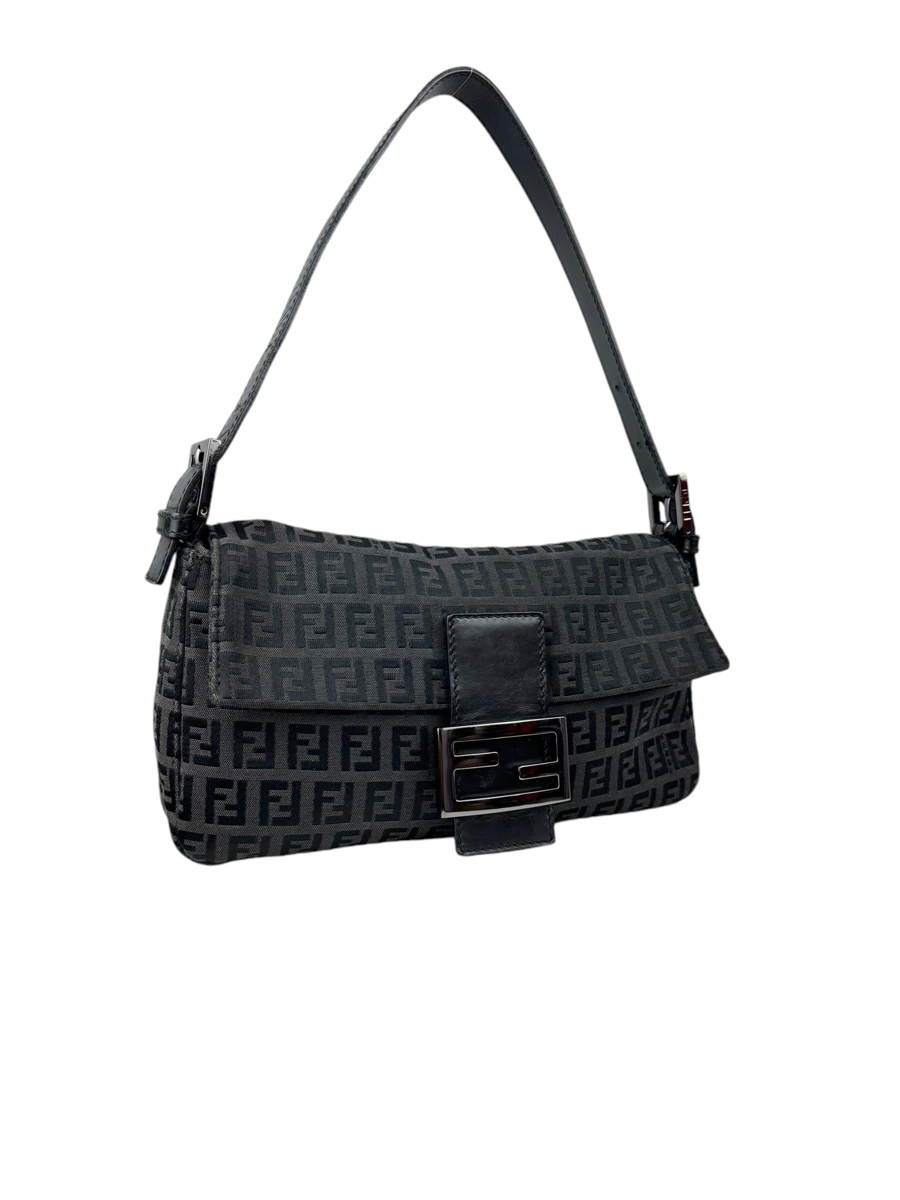 FENDI BLACK ZUCCA BAGUETTE
