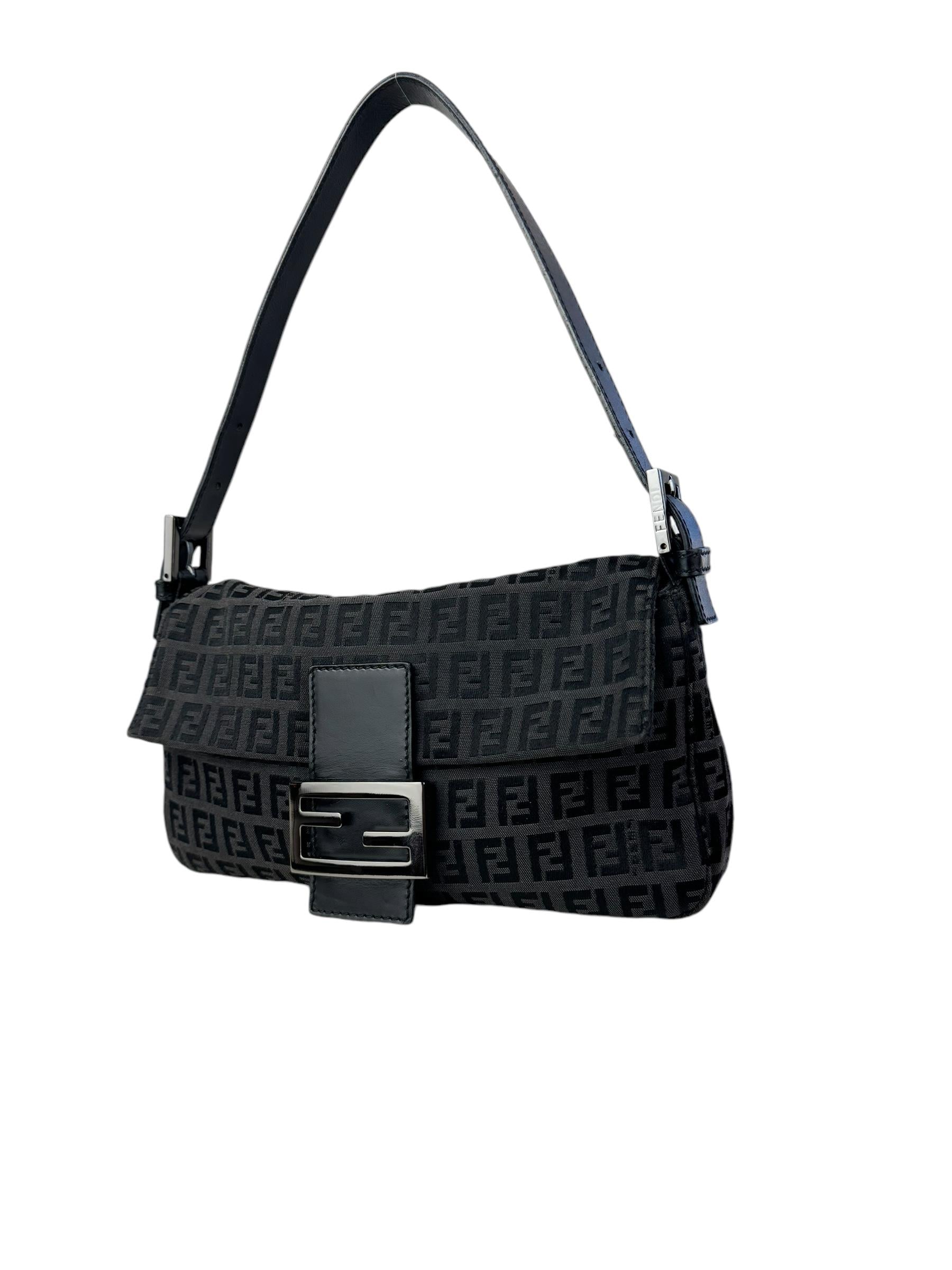 FENDI BLACK ZUCCA BAGUETTE