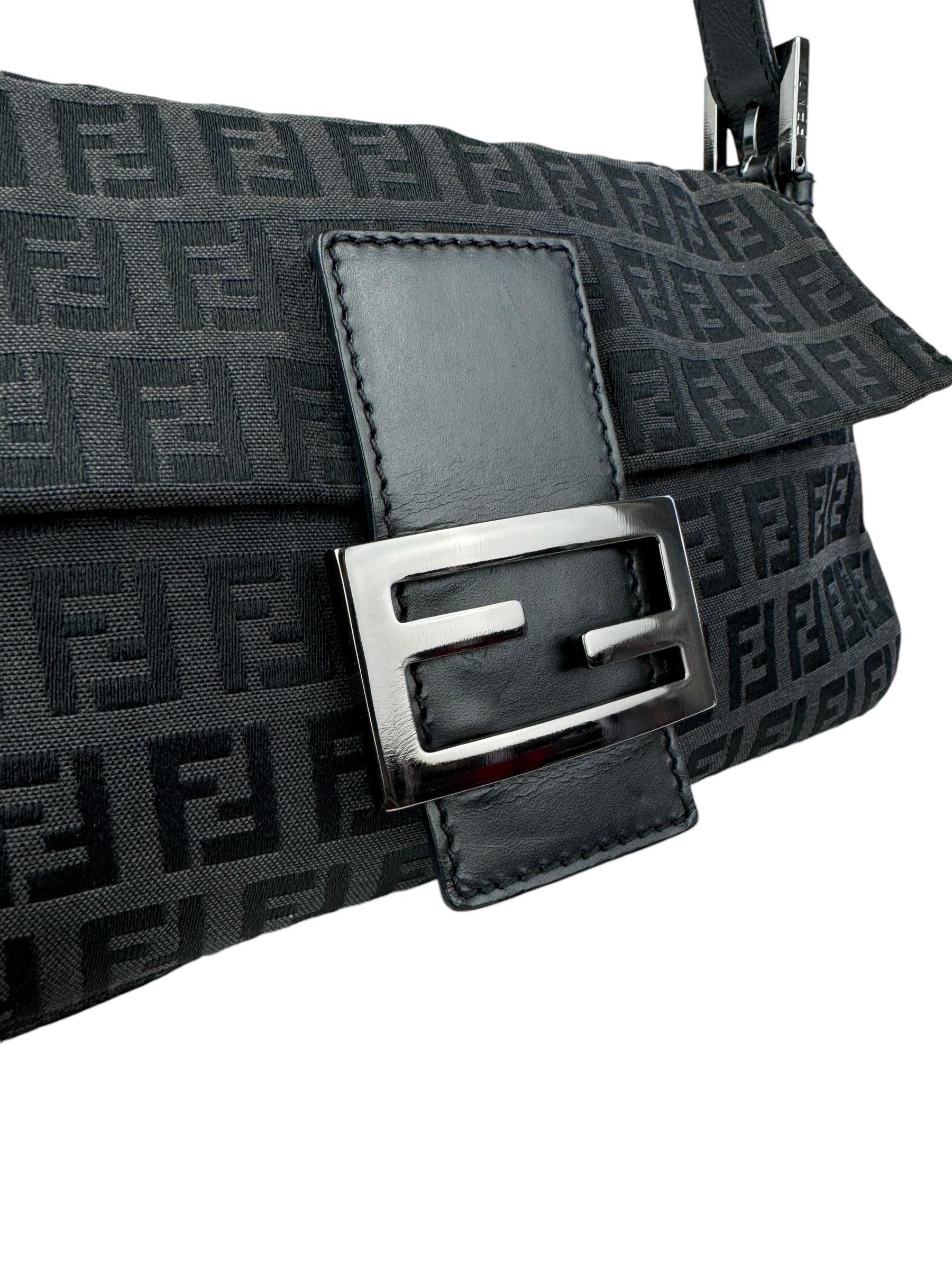 FENDI BLACK ZUCCA BAGUETTE