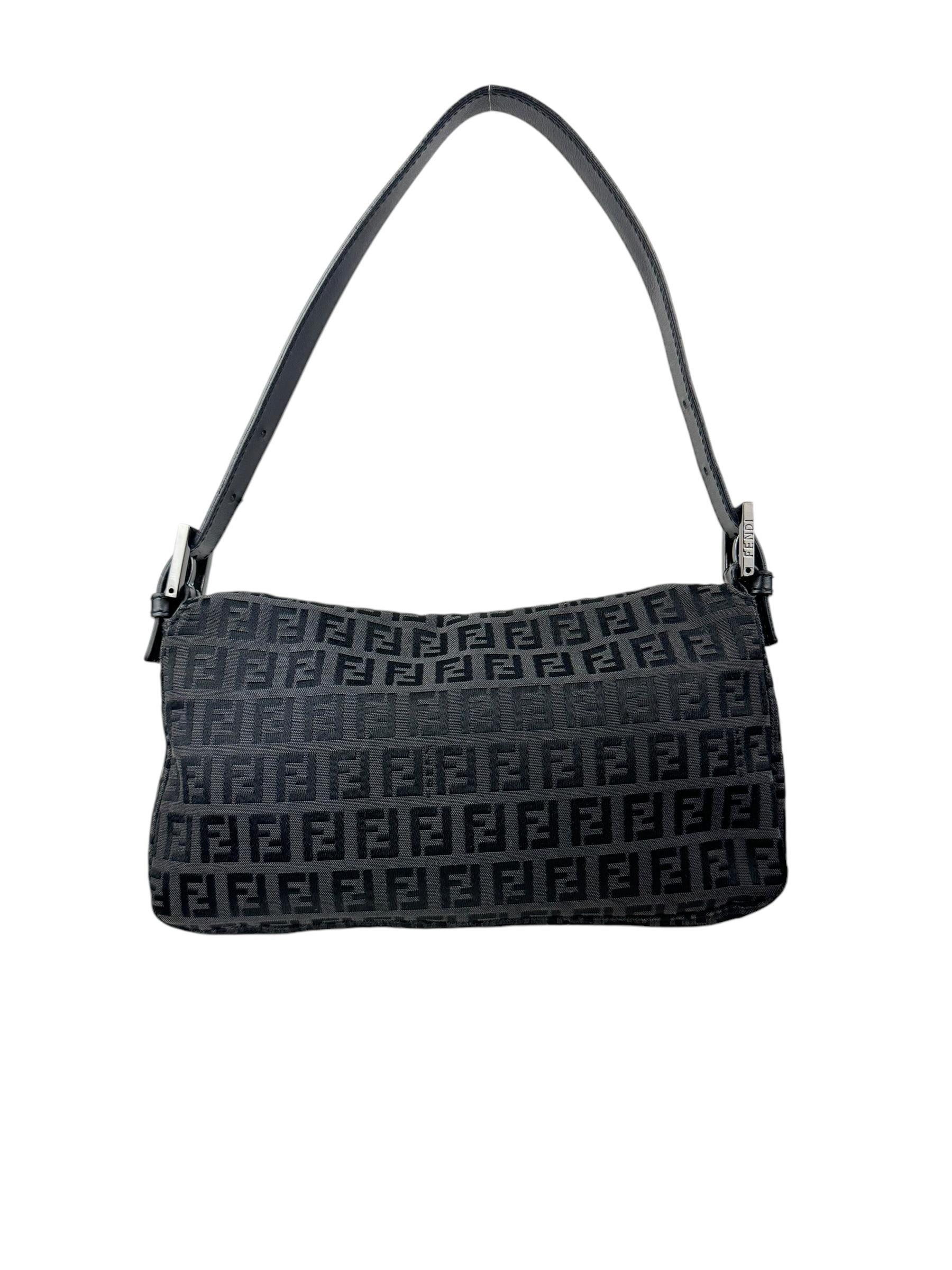 FENDI BLACK ZUCCA BAGUETTE