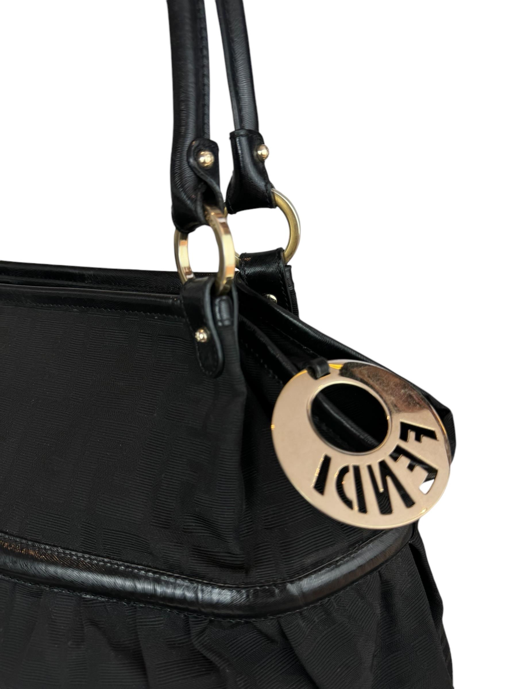 FENDI BLACK ZUCCA SHOULDER BAG