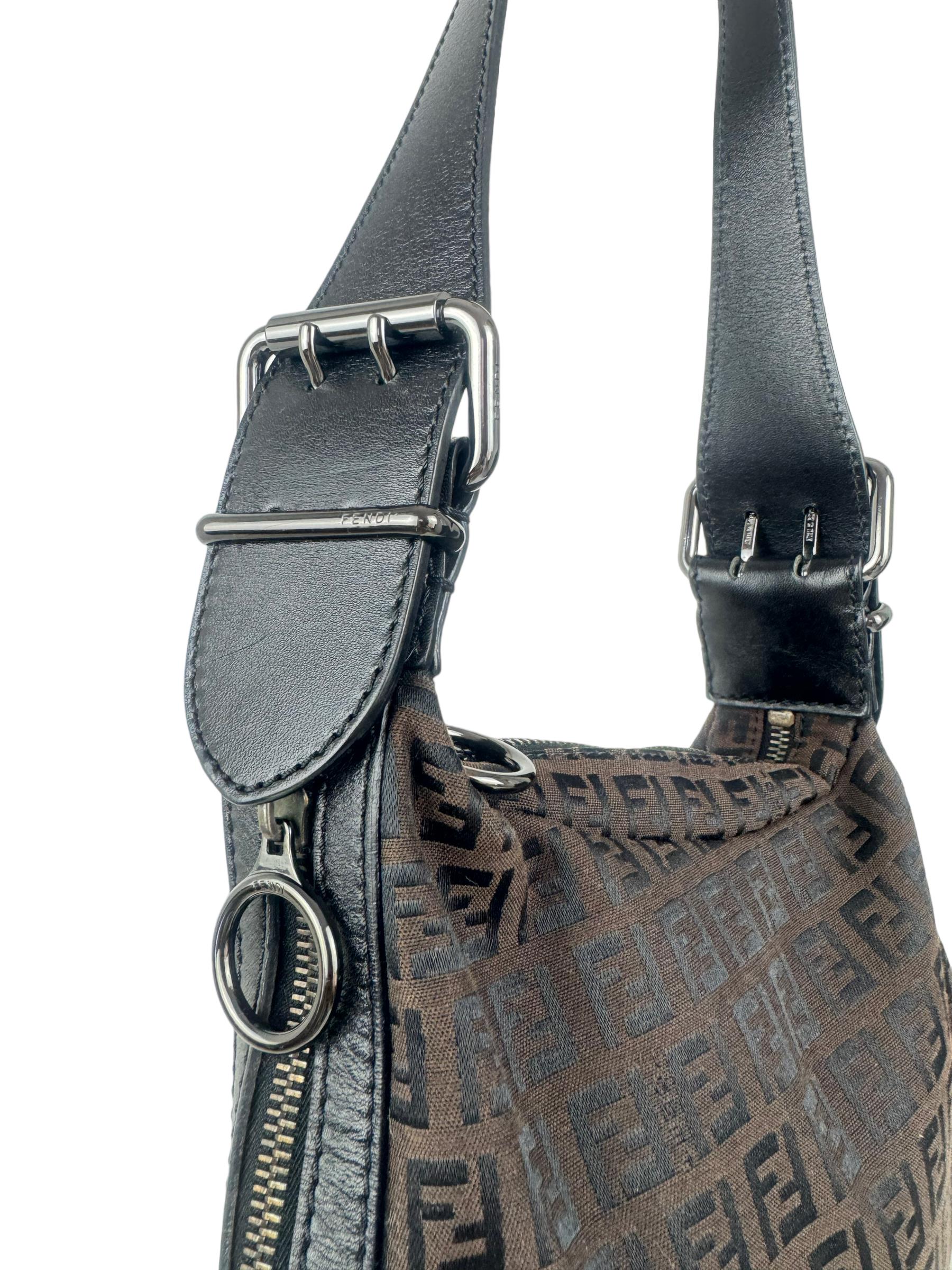 FENDI BLACK ZUCCA SHOULDER BAG