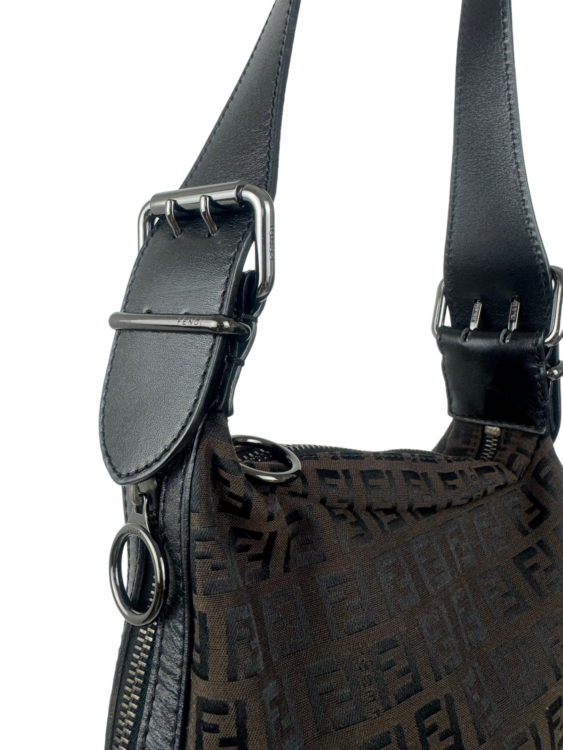 FENDI BLACK ZUCCA SHOULDER BAG