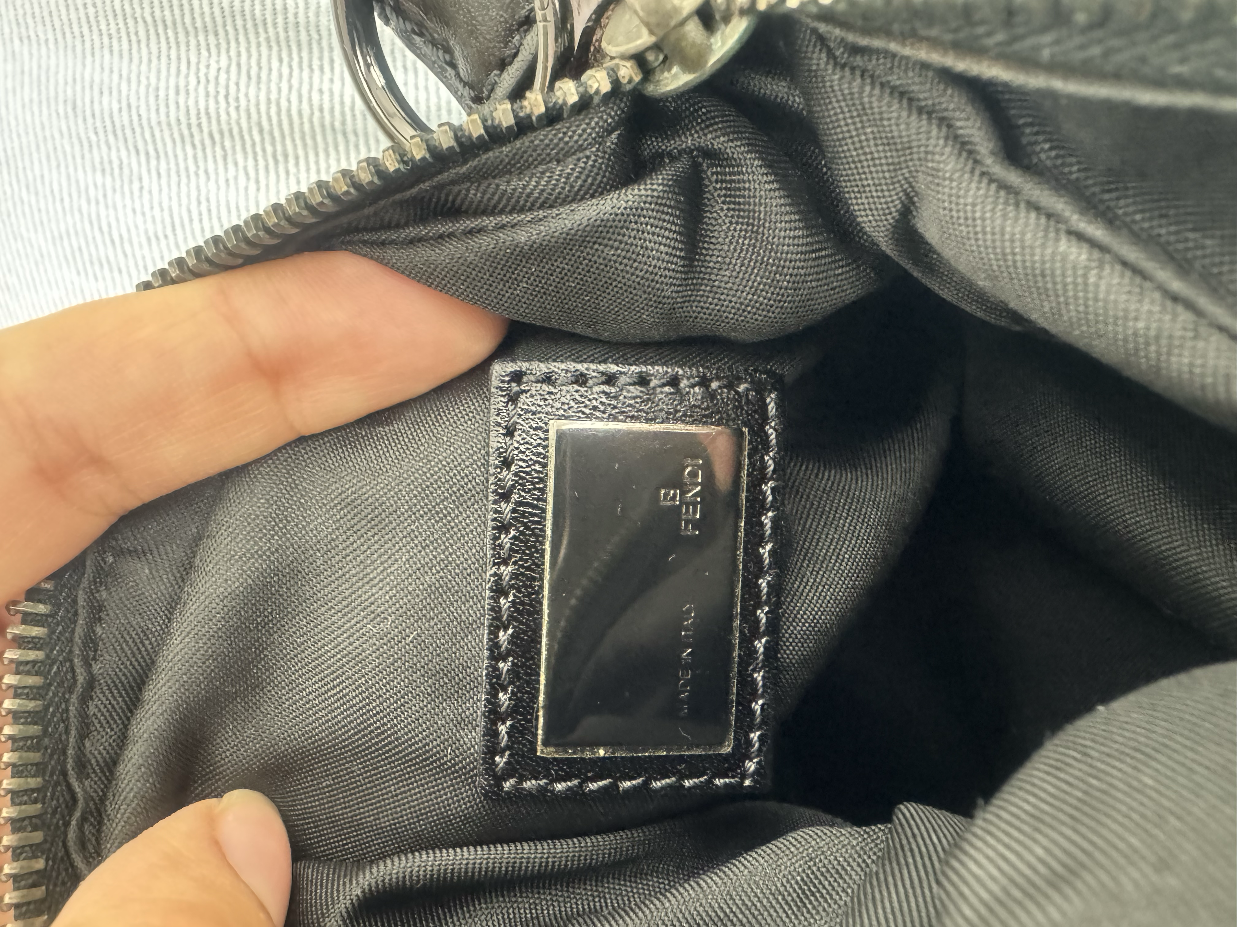 FENDI BLACK ZUCCA SHOULDER BAG