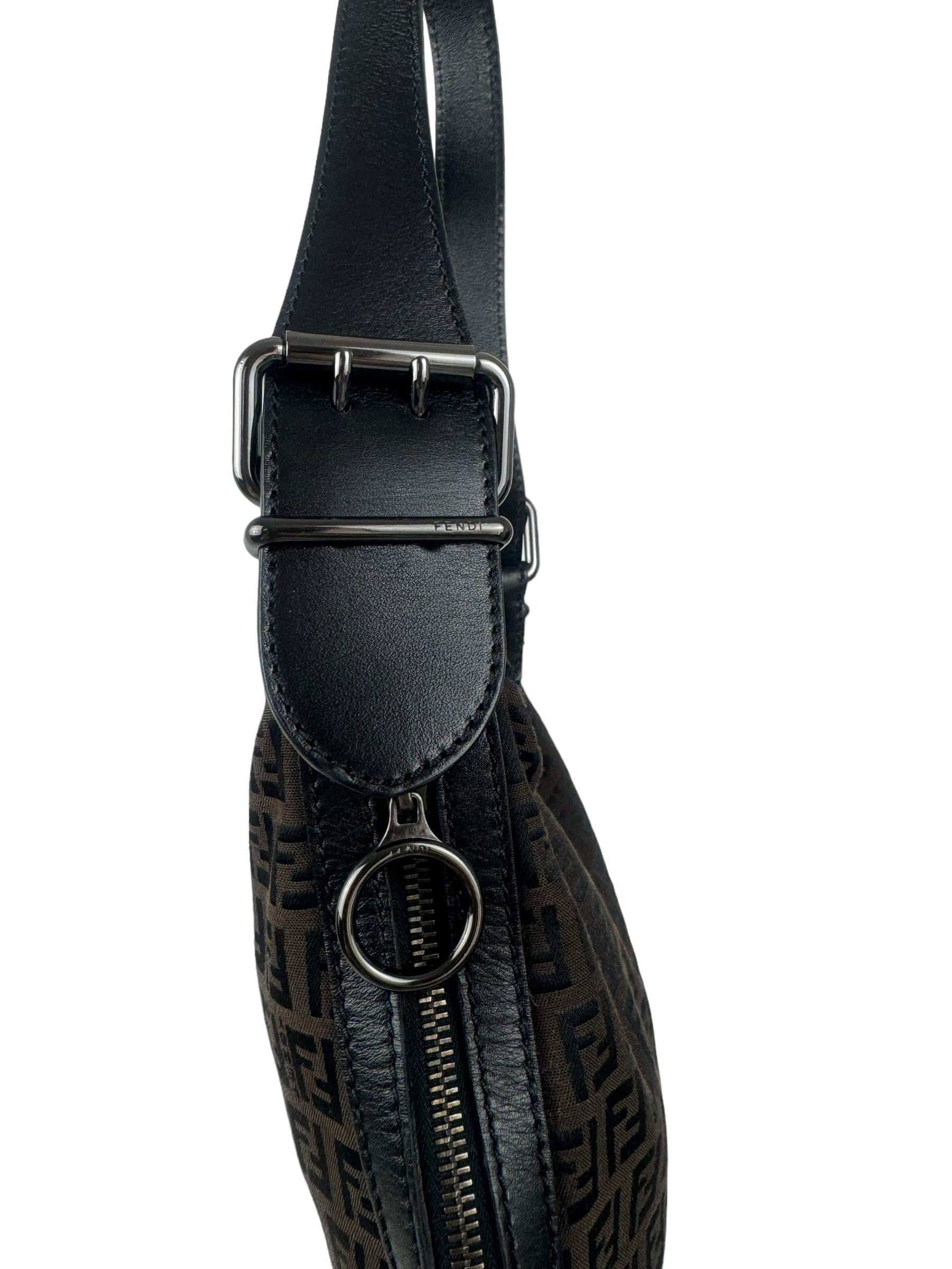 FENDI BLACK ZUCCA SHOULDER BAG