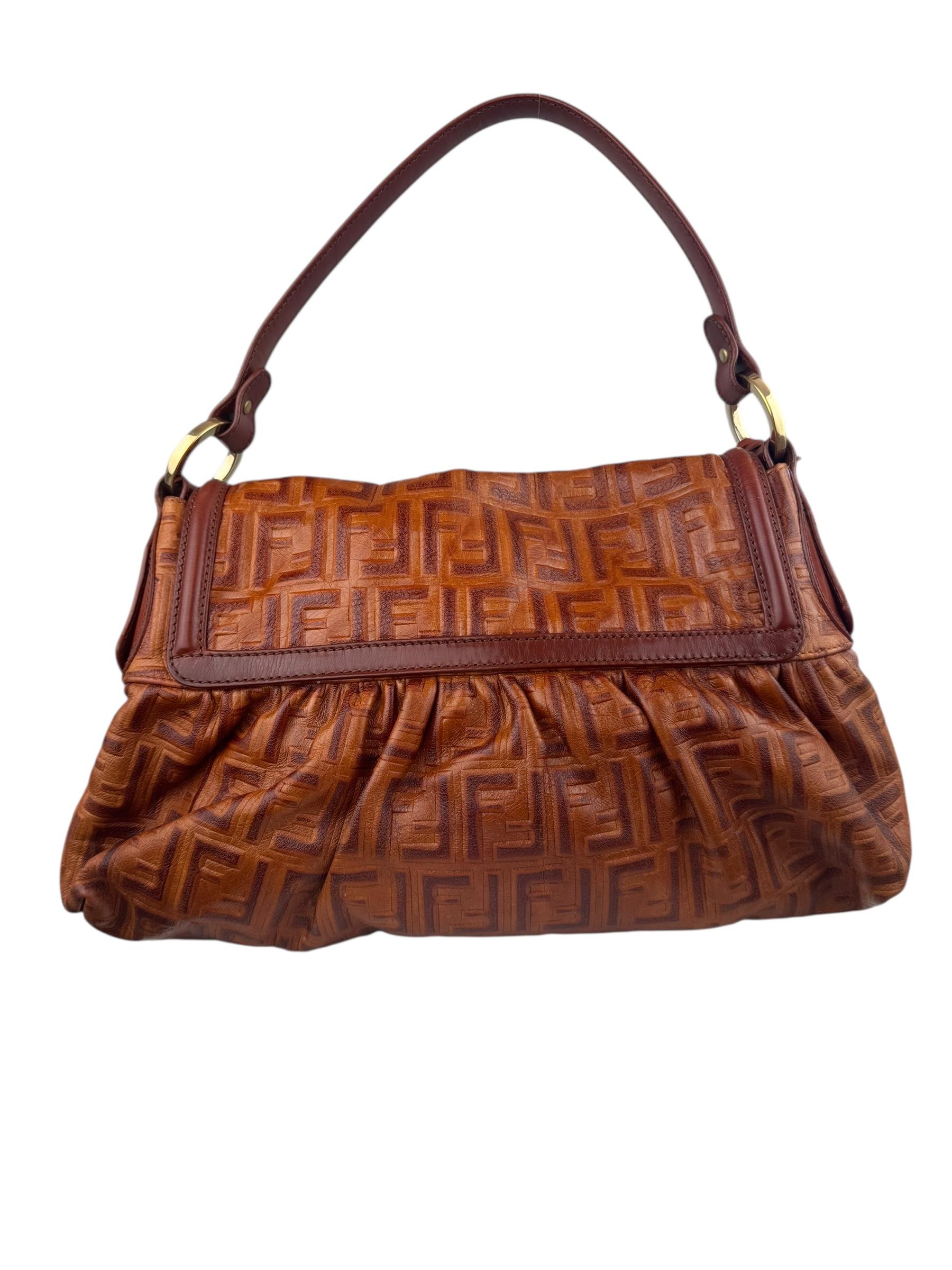 FENDI BROWN ZUCCA CHEF SHOULDER BAG