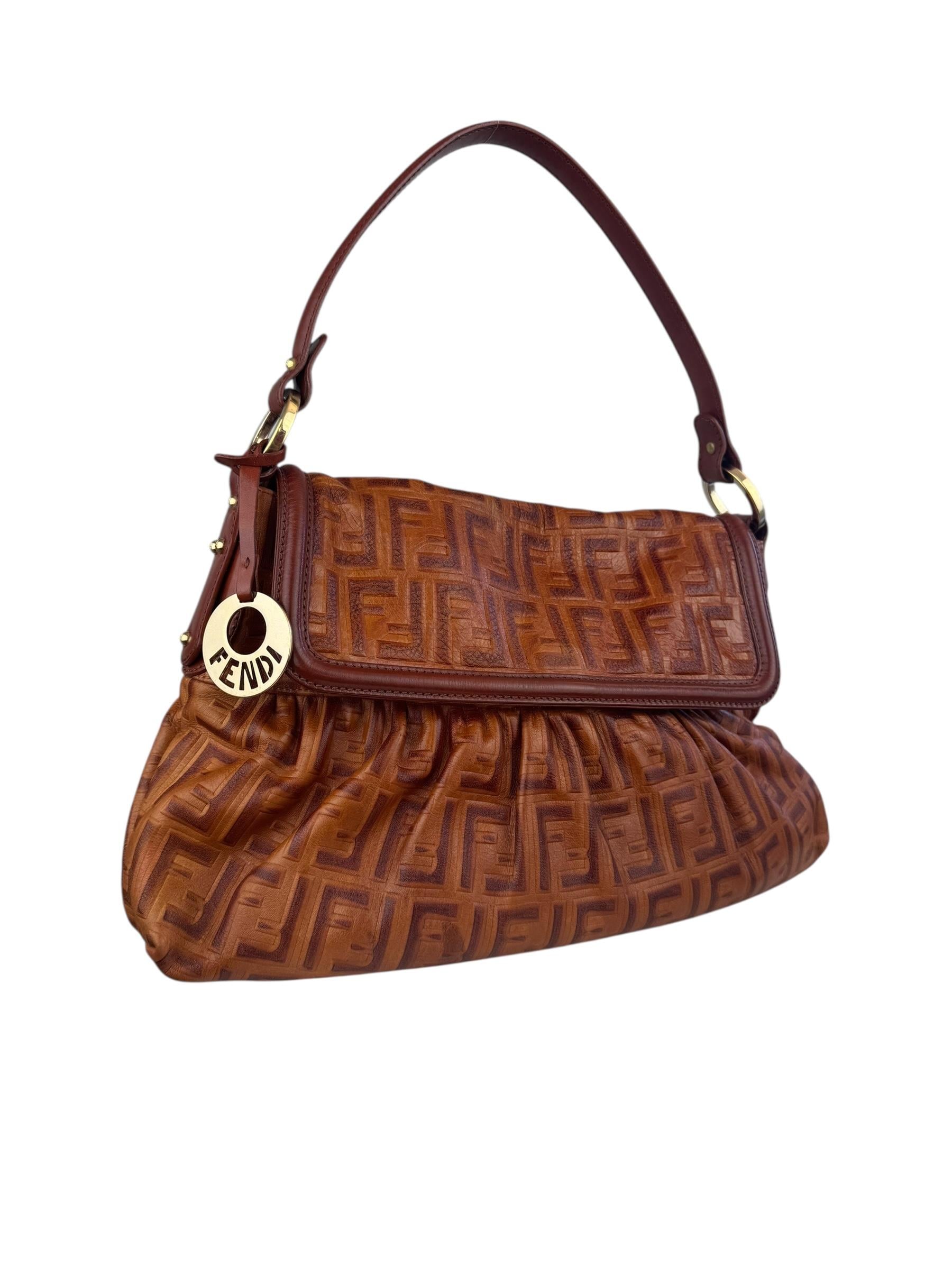 FENDI BROWN ZUCCA CHEF SHOULDER BAG